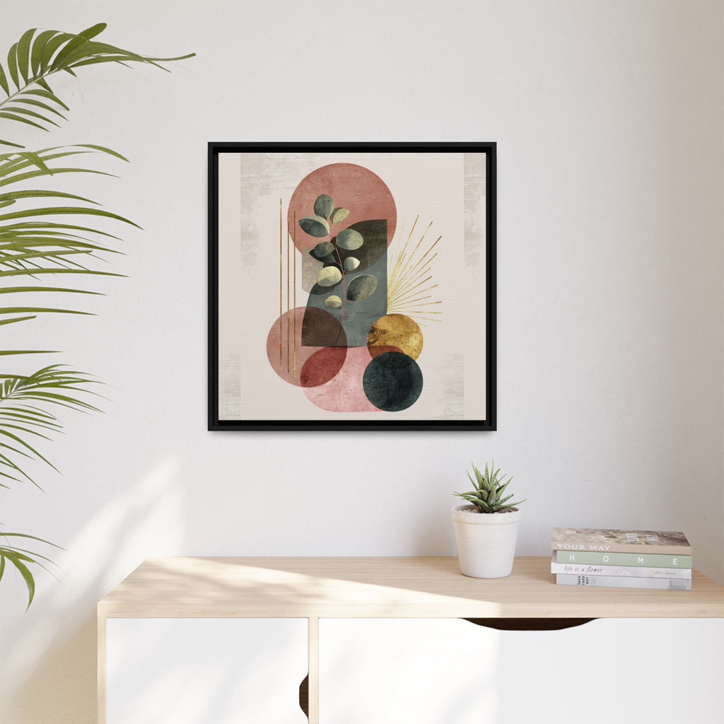 Botanical Geometric Symphony: Eucalyptus Harmony, Metallic Intersections, Modern Earth Tones   |   Custom Orders Accepted