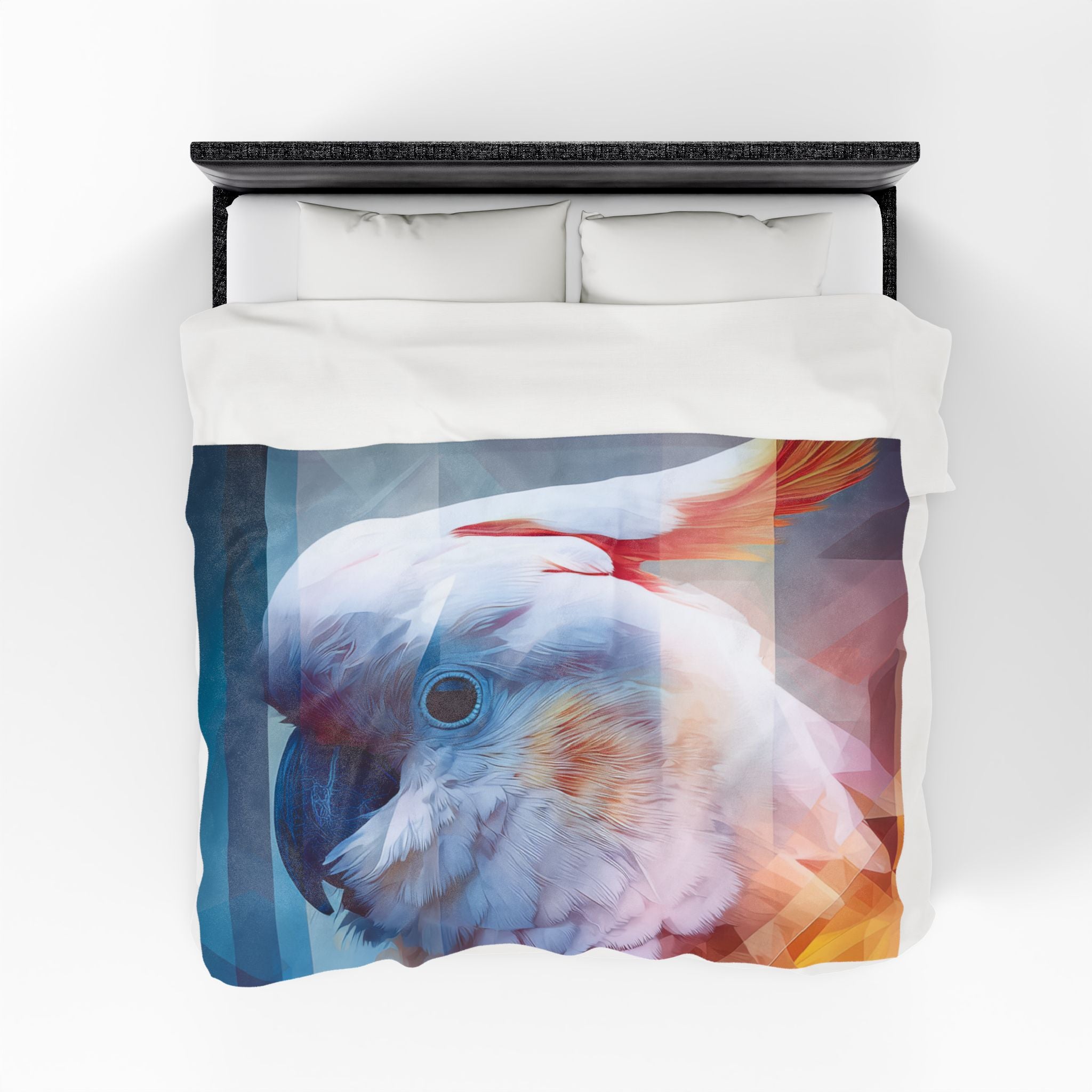 Prismatic Cockatoo Quilt Cover, Doona Cover, Duvet : Geometric Digital Wildlife,  Deconstruction Art   |    Custom Orders Available