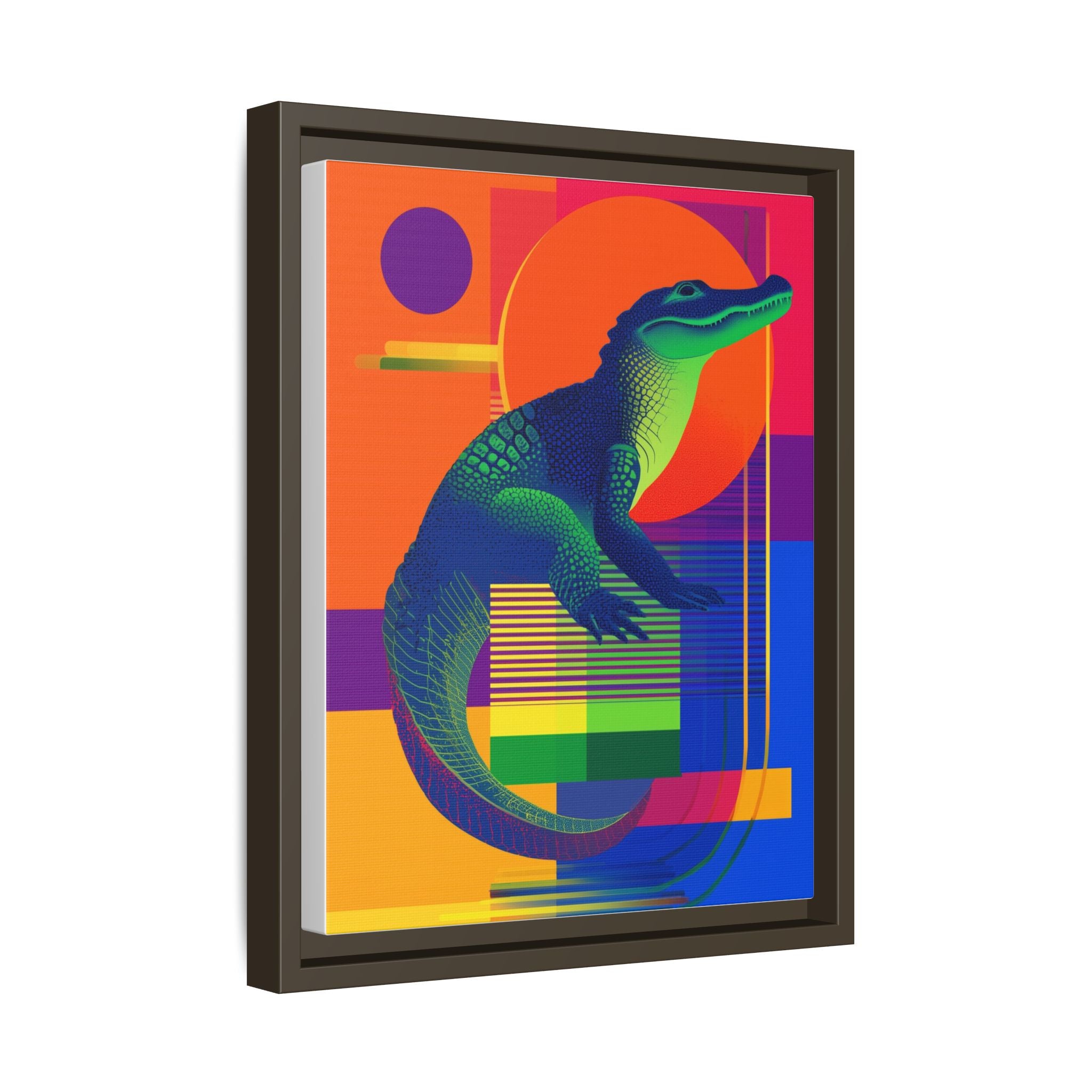 Geometric Alligator Framed Print: Pop Art Reptile, Vibrant Gradient Composition   |  Personalized & Custom Orders Available