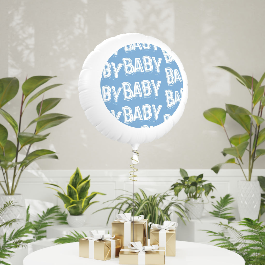 Blue 'BABY' Pattern Mylar Balloon – Baby Shower & Gender Reveal Decoration