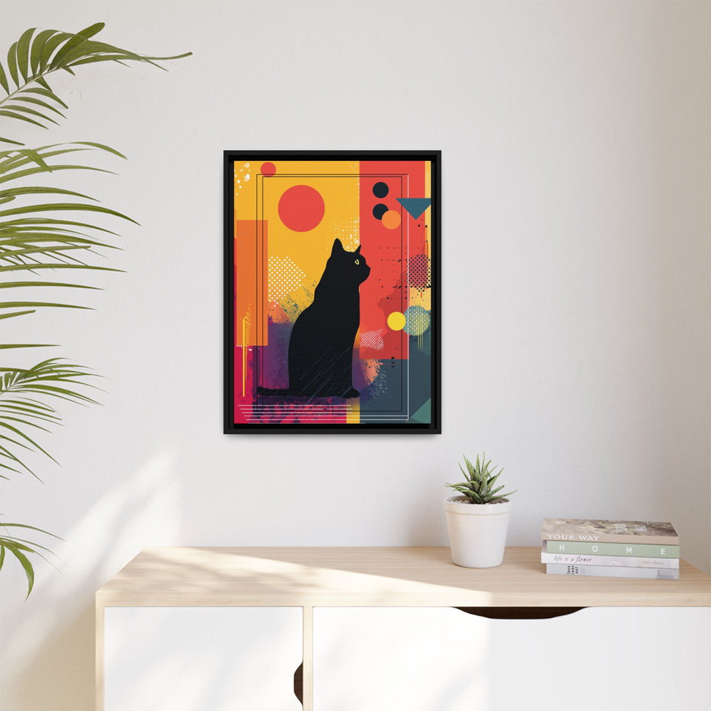 Feline Geometry Framed Print: Abstract Cat Silhouette, Retro Digital Design   |  Personalized & Custom Orders Available