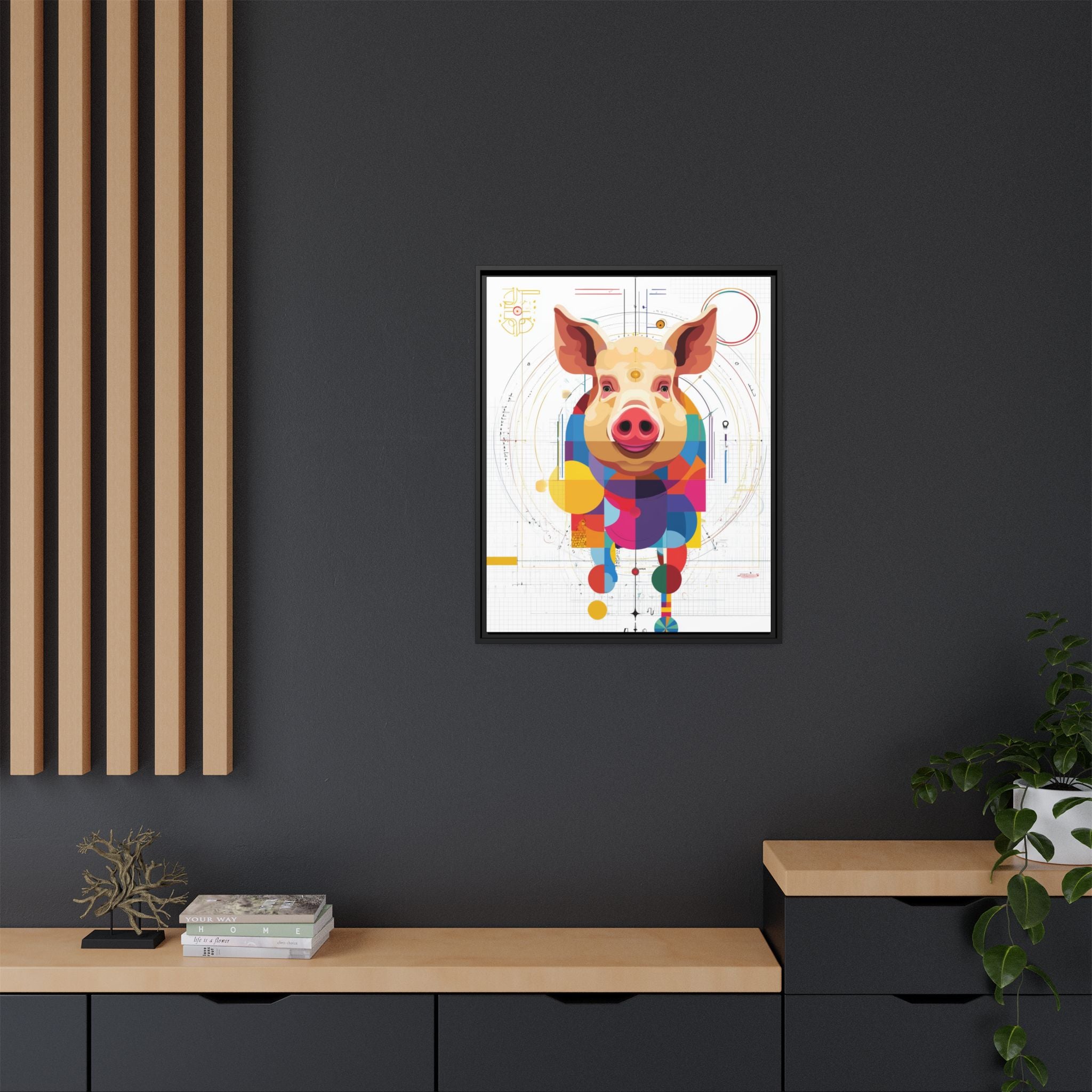 Geometric Pig: Digital Cubist Portrait, Mathematical Animal Abstraction   |    Custom Orders Available