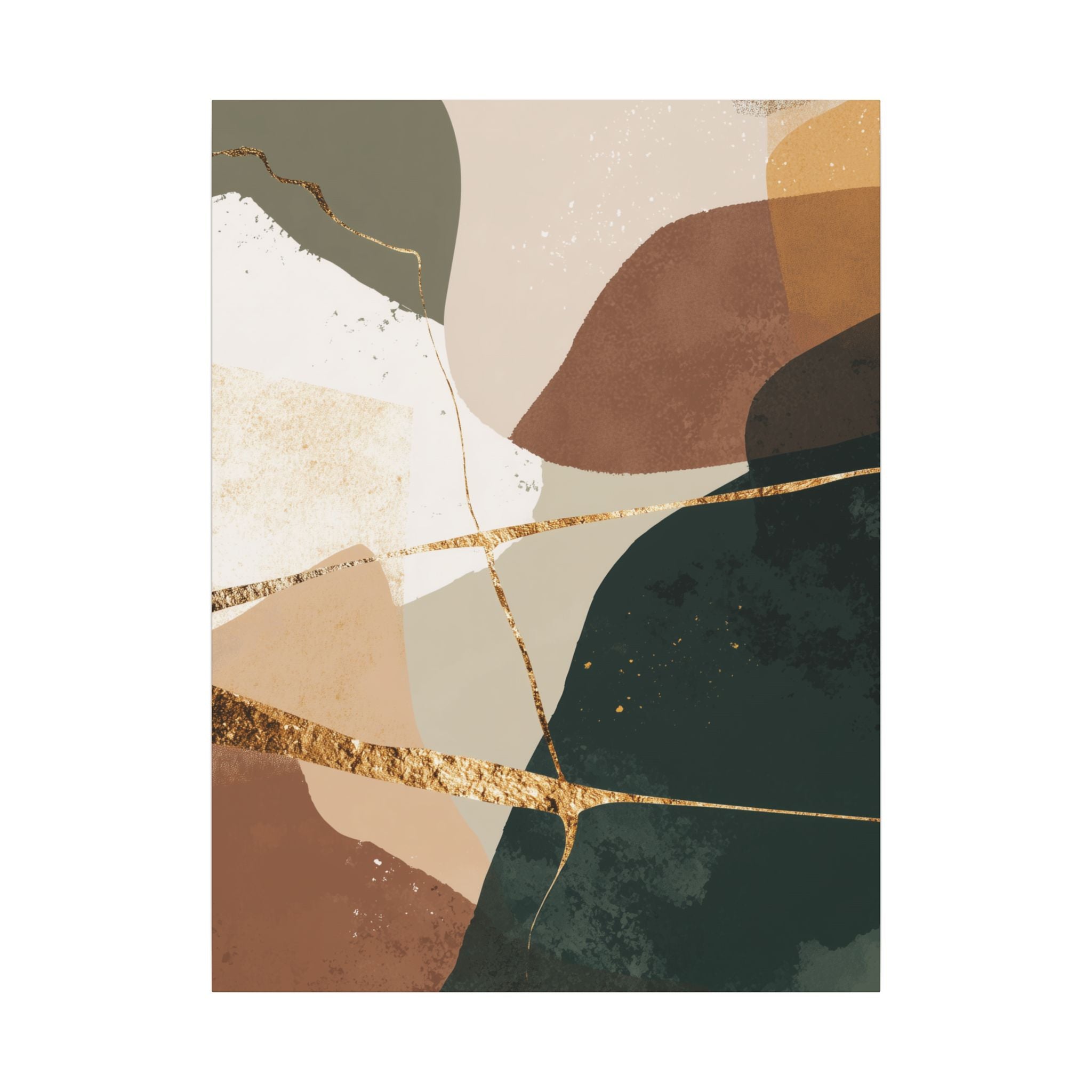 Canvas Print, Abstract Earthy Gold Wall Art, Modern Designer Home Decor, Stretched Matte Canvas; Thick, Multi-Size, Office Decor