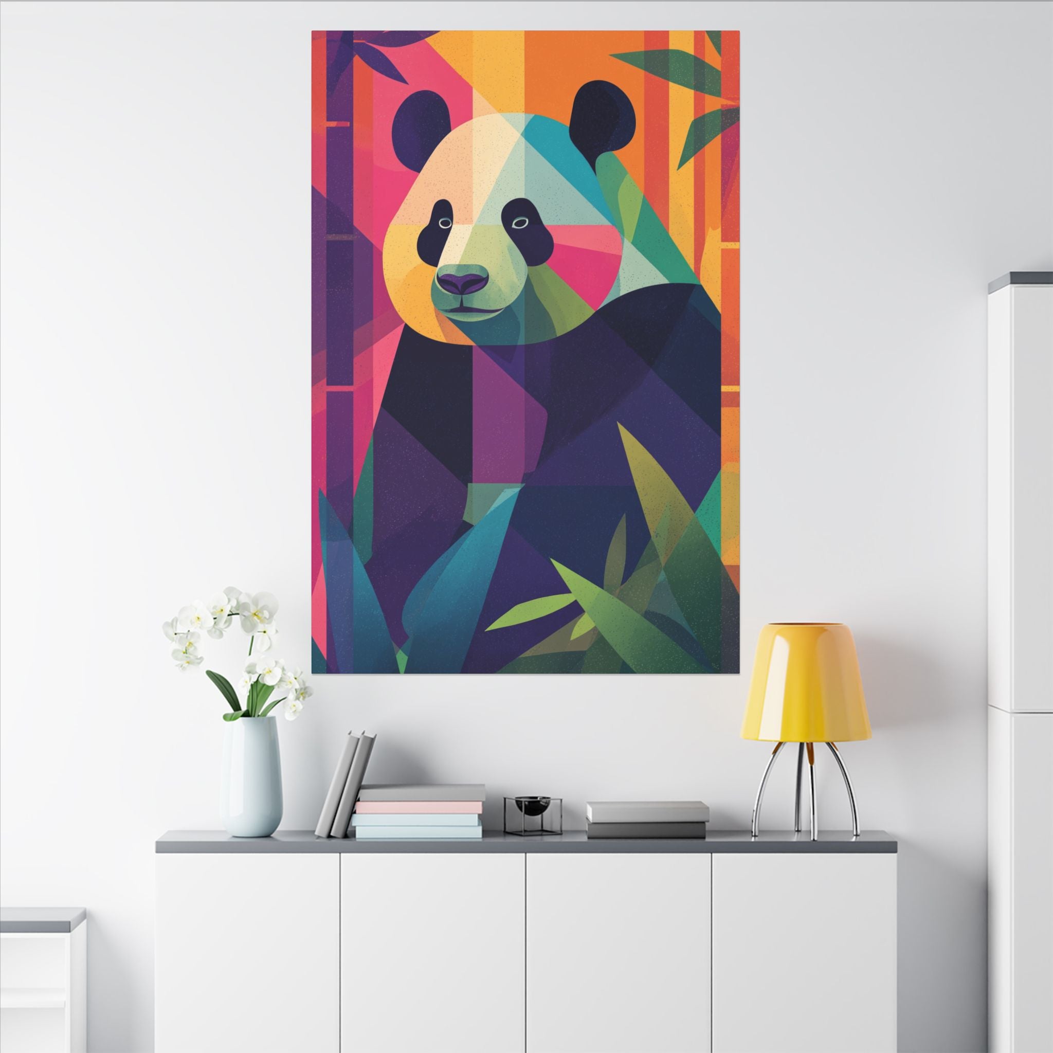 Fragmented Panda: Geometric Wildlife Art, Polygonal Design Illustration, Contemporary Color Mosaic   |  Personalized & Custom Orders