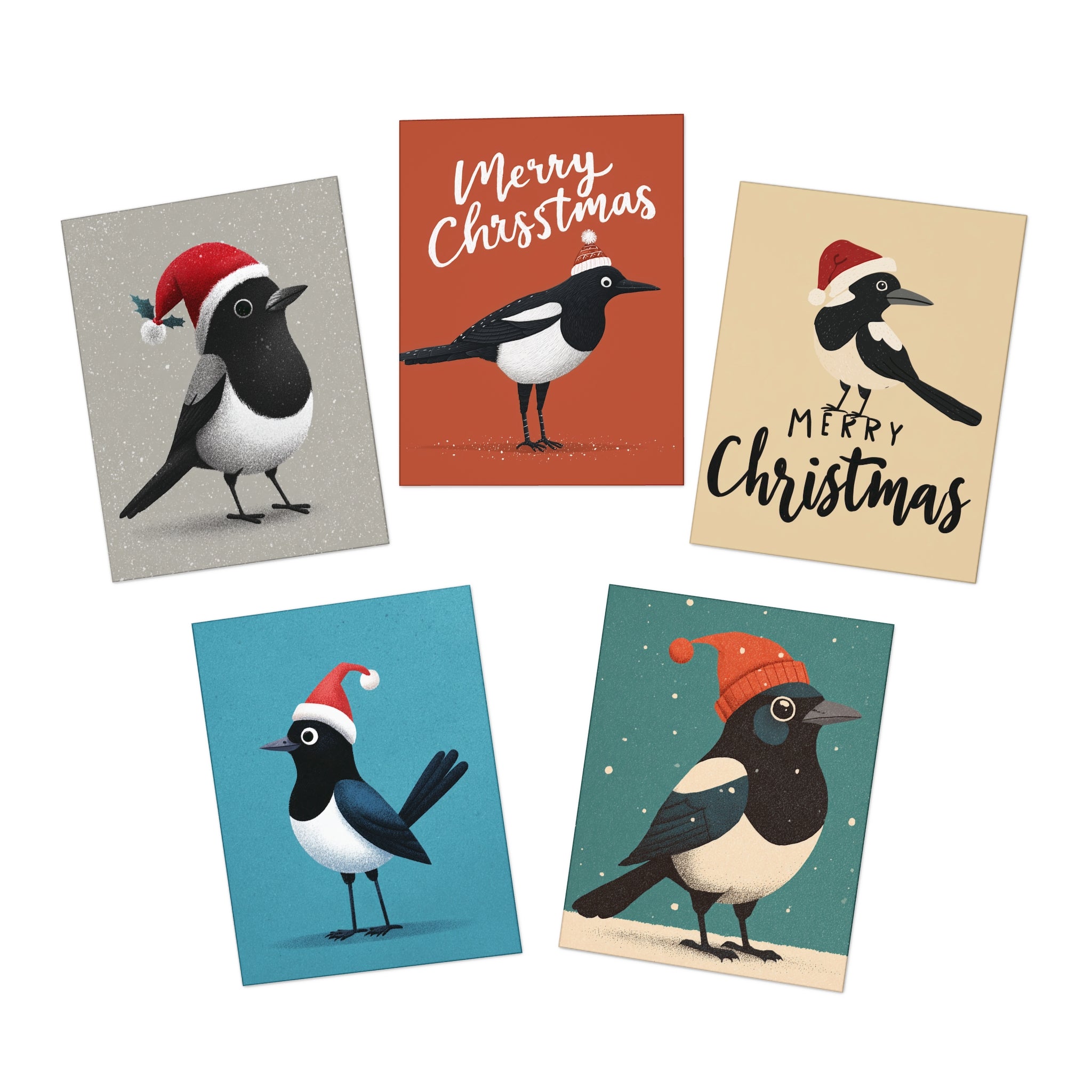 Cute Magpie Bird Greeting Cards for All Occasions, Holiday Card Set, Birthday Wishes, Thank You Notes, Kids Greeting Cards, Animal Love