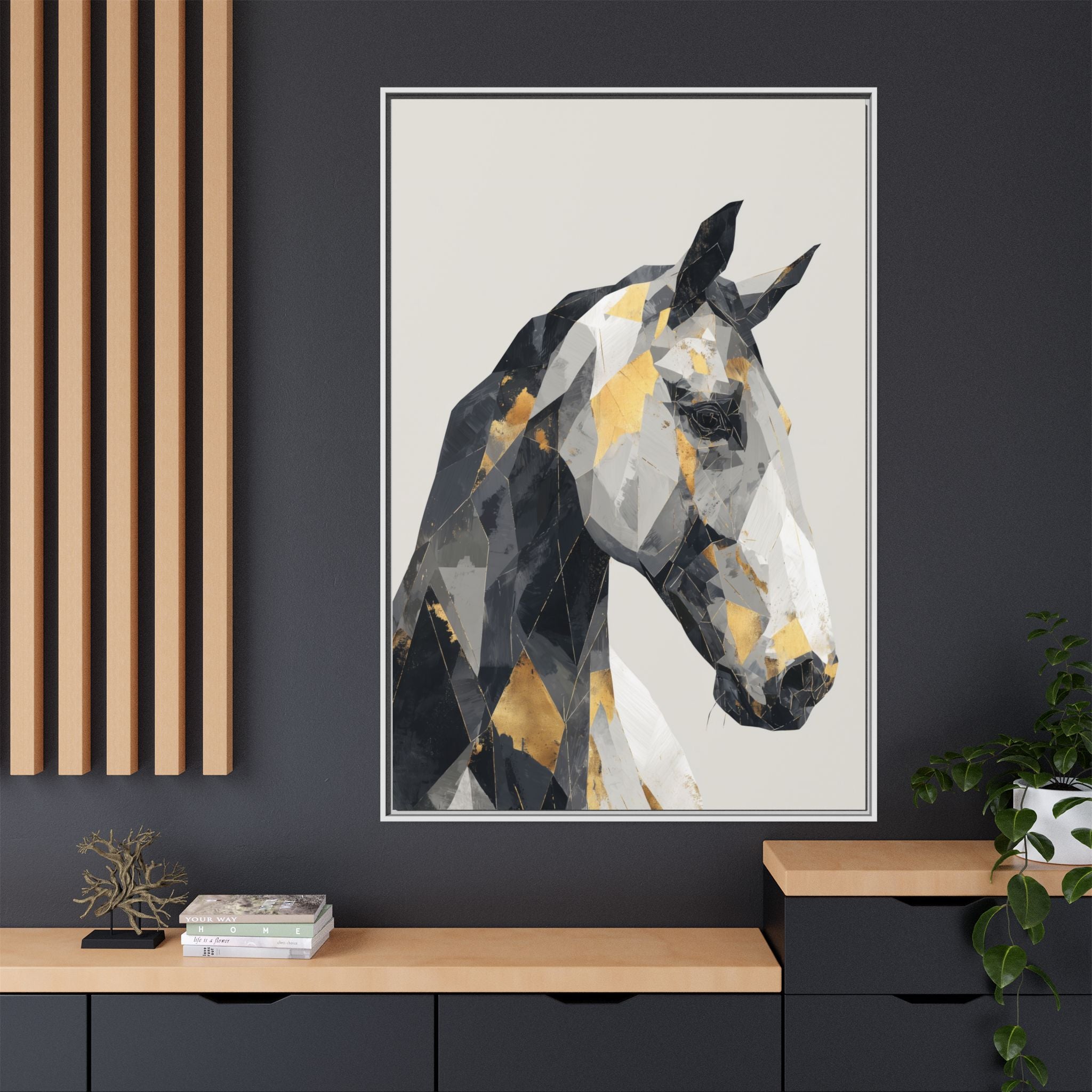 Equine Geometrica: Contemporary Cubist Horse, Metallic Abstract Portrait   |  Personalized & Custom Orders Available