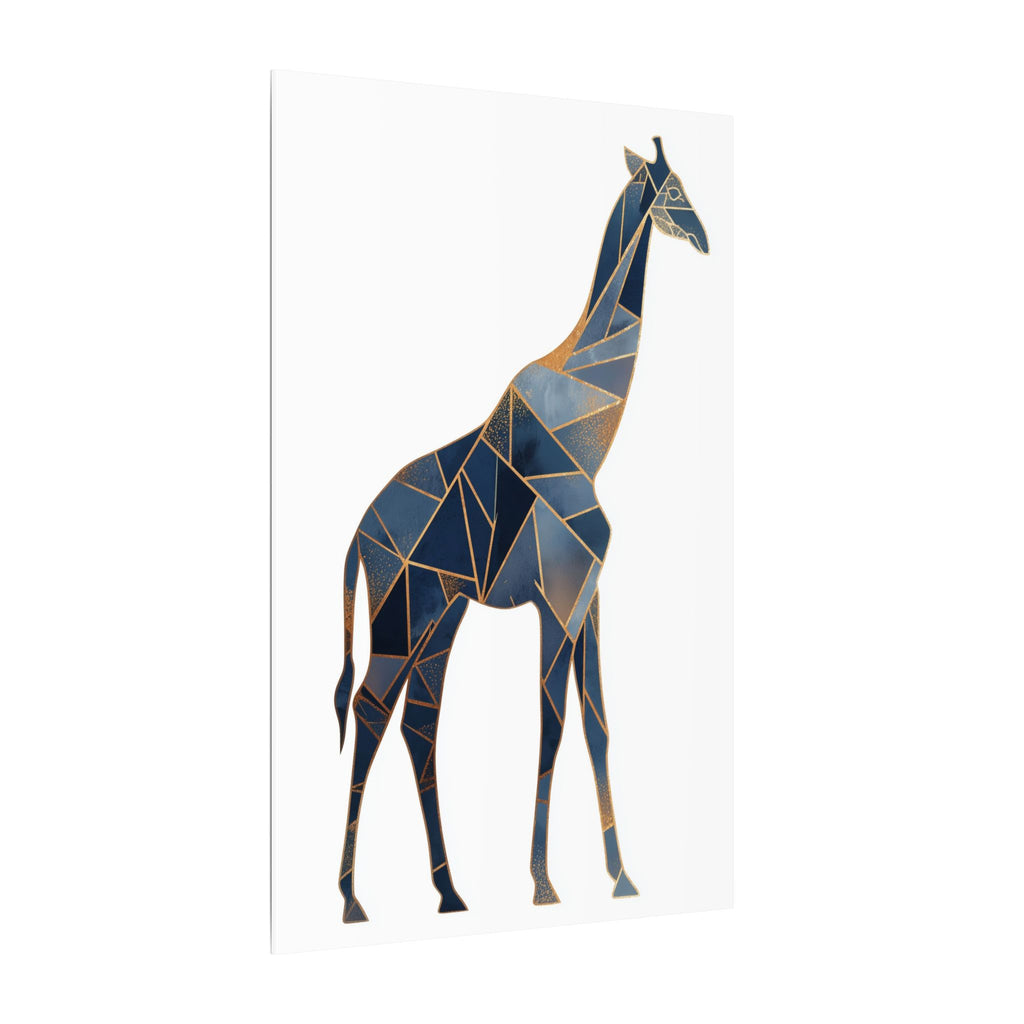 Geometric Giraffe: Low Poly Wildlife Art, Blue Polygon Design, Modern Abstract Animal Portrait   |  Personalized & Custom Orders Available