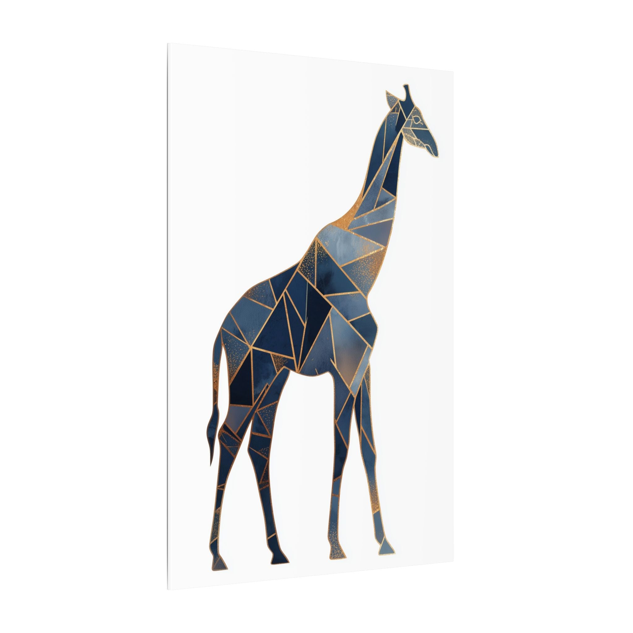 Geometric Giraffe: Low Poly Wildlife Art, Blue Polygon Design, Modern Abstract Animal Portrait   |  Personalized & Custom Orders Available