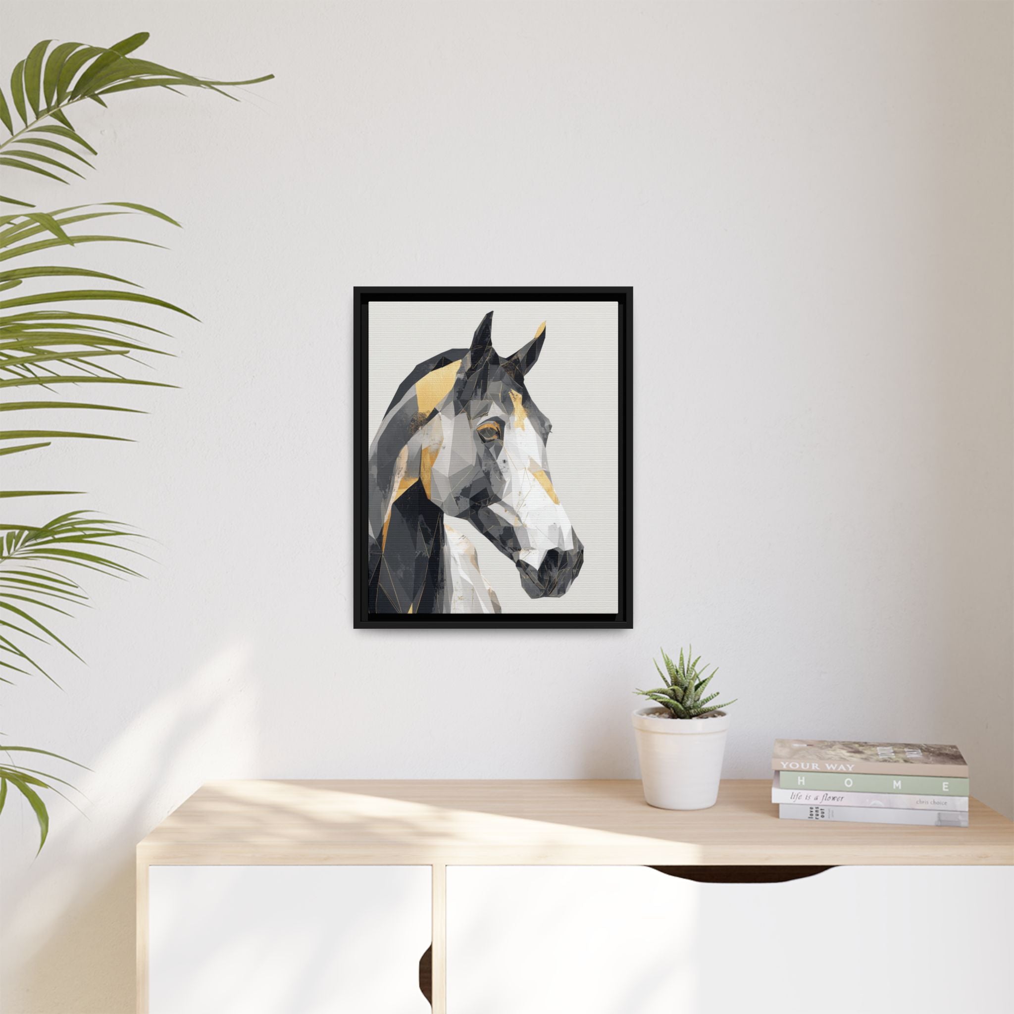 Geometric Equine Framed Print : Polygonal Horse Portrait, Modern Abstract Geometric Art   |  Personalized & Custom Orders Available