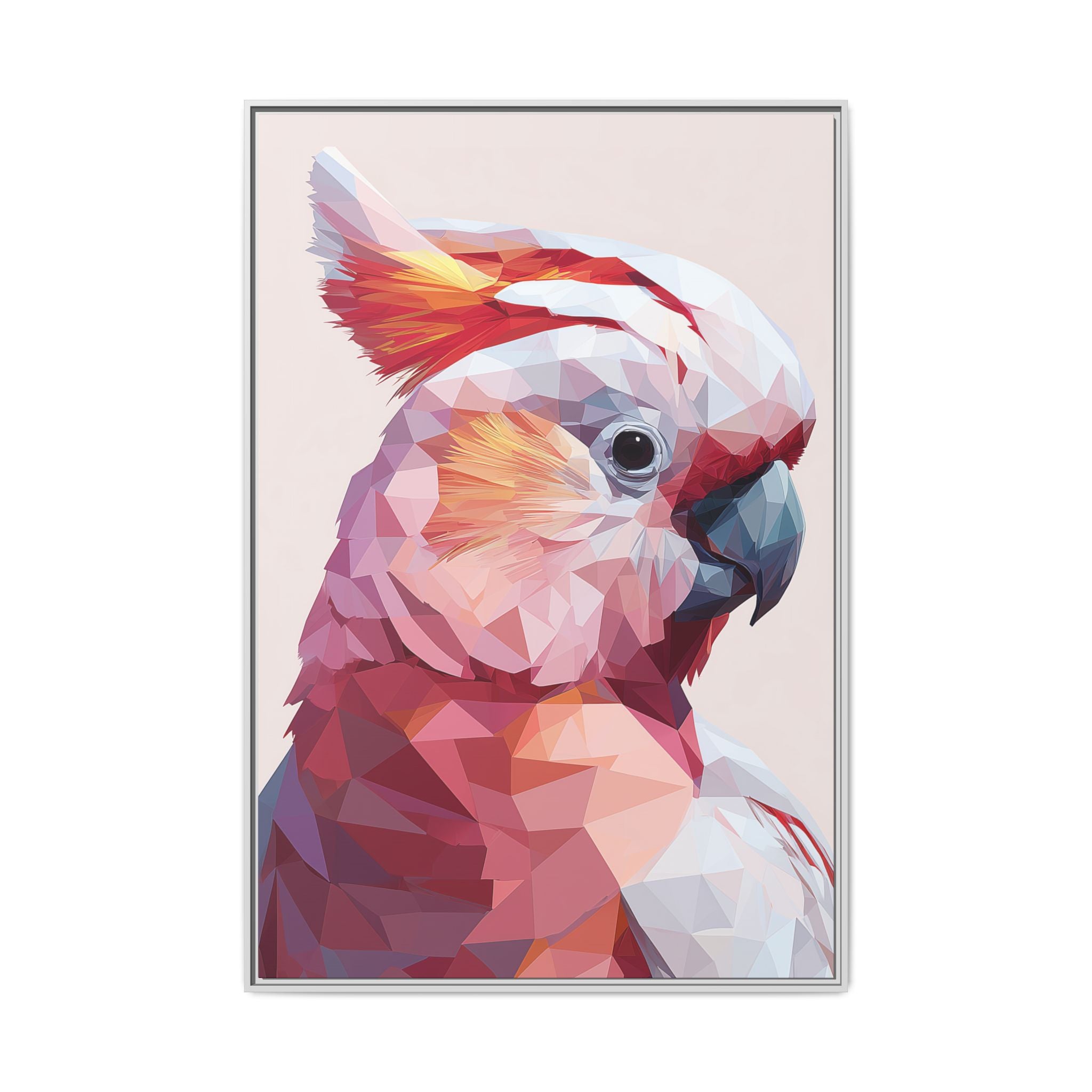 Prismatic Cockatoo: Geometric Bird Portrait, Low-Poly Digital Art   |  Personalized & Custom Orders Available