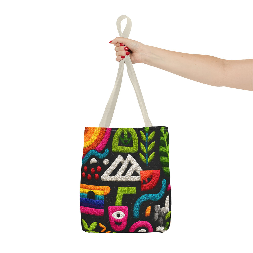Colorful AOP Tote Bag, Vibrant Art Tote, Eco-Friendly Shopping Bag, Trendy Beach Bag, Unique Gift for Art Lovers