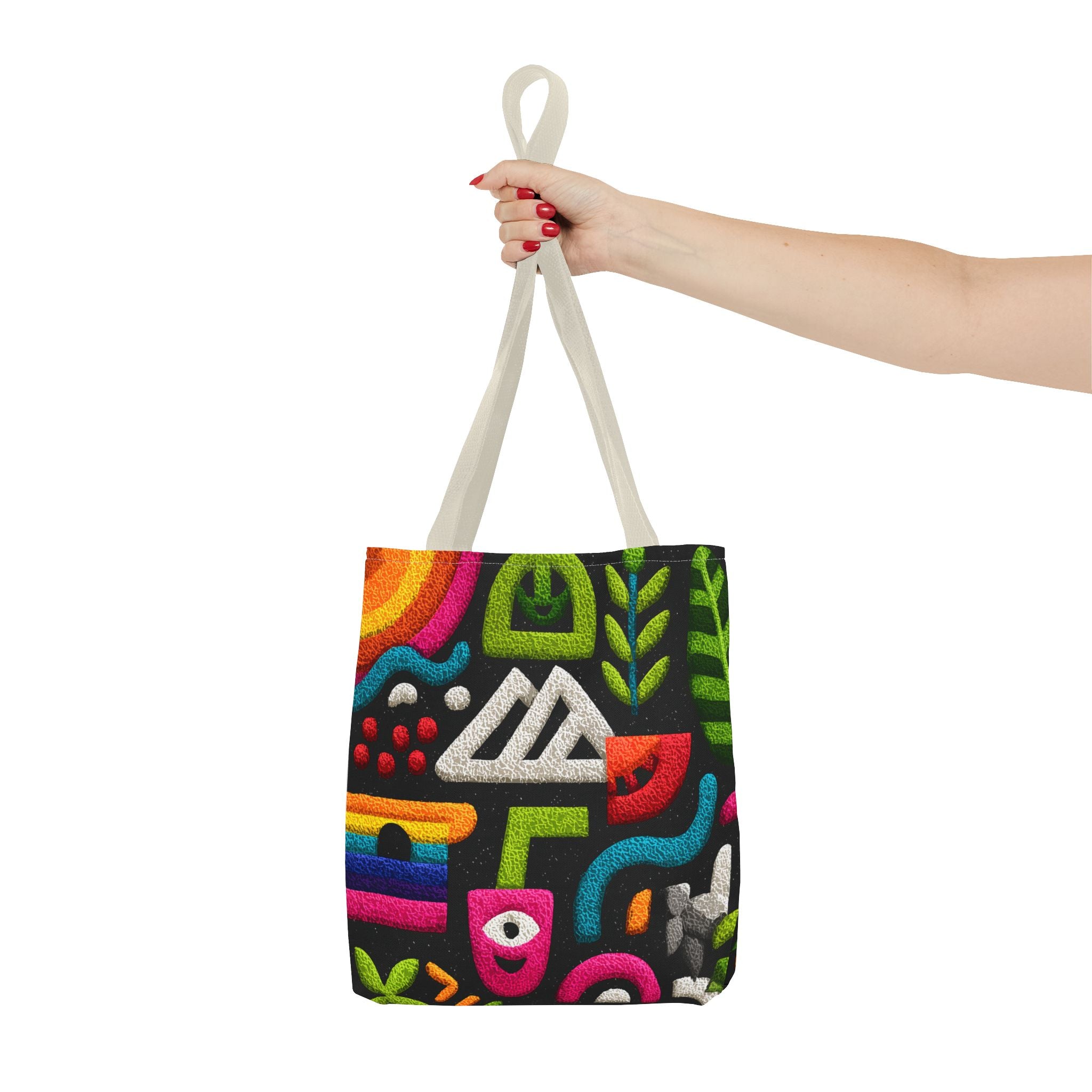 Colorful AOP Tote Bag, Vibrant Art Tote, Eco-Friendly Shopping Bag, Trendy Beach Bag, Unique Gift for Art Lovers