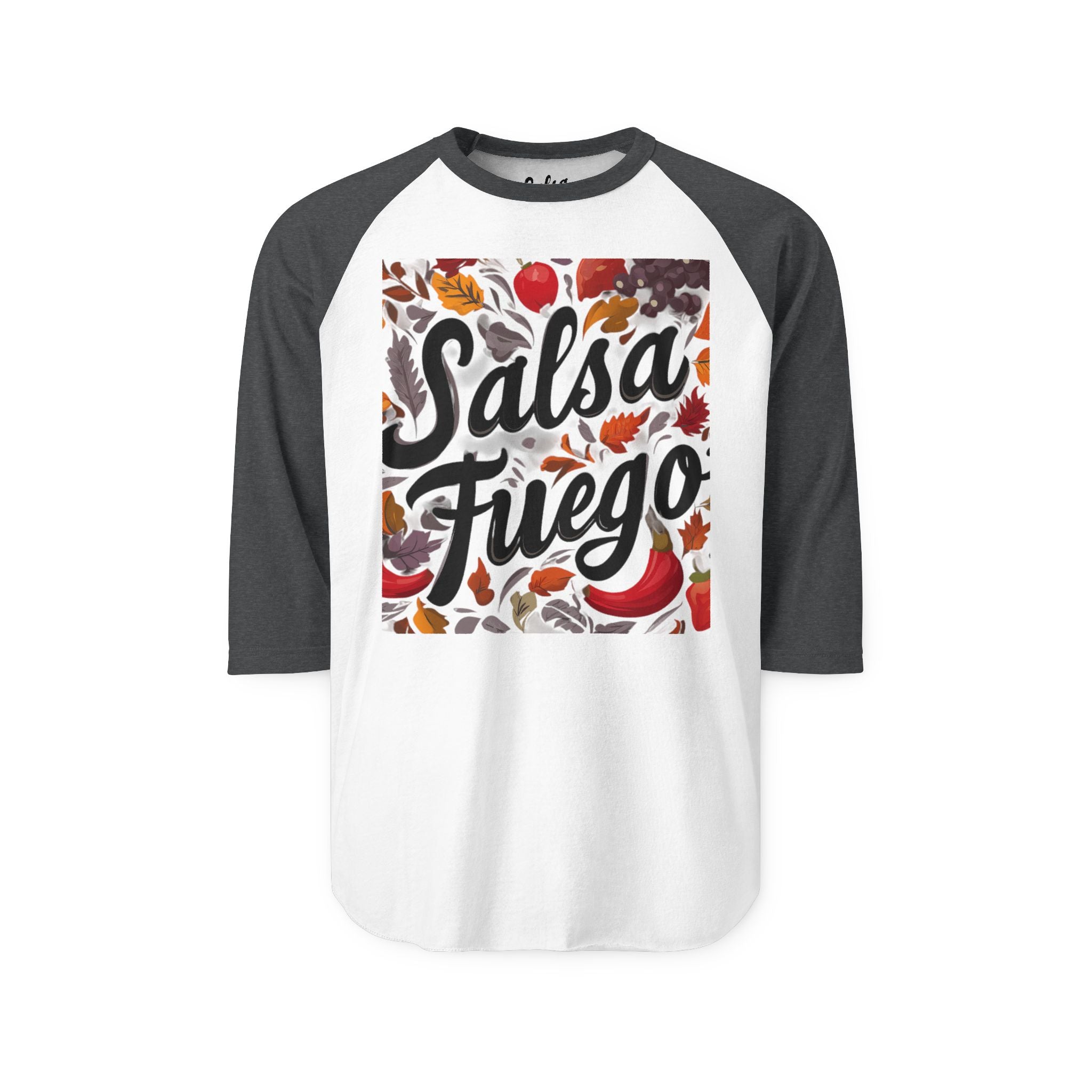 Salsa Fuego Raglan Shirt — Spicy Salsa Dancing Basebell Style Tshirt Tee