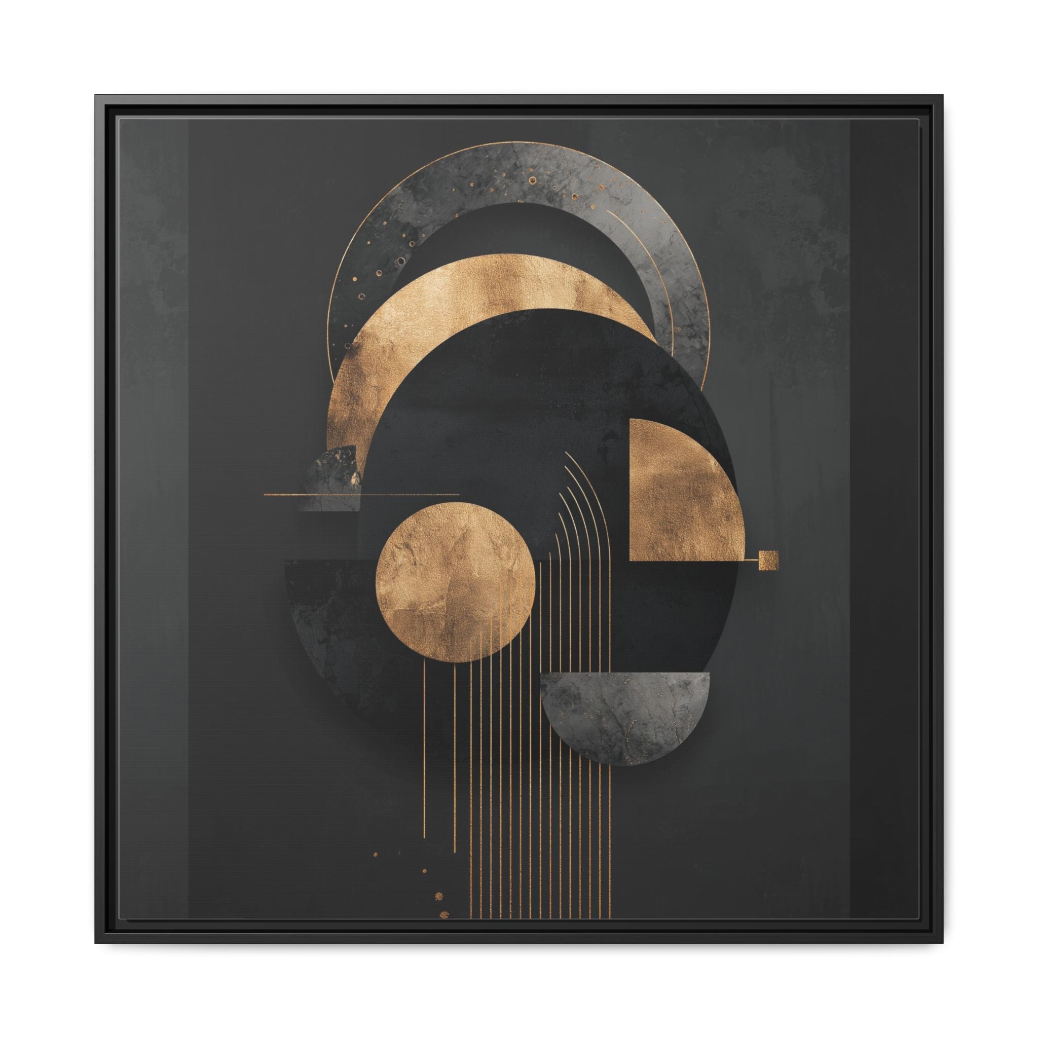 Geometric Resonance: Abstract Gold and Black Design, Minimalist Architectural Art, Modern Metallic Composition   |   Custom Orders Accepted