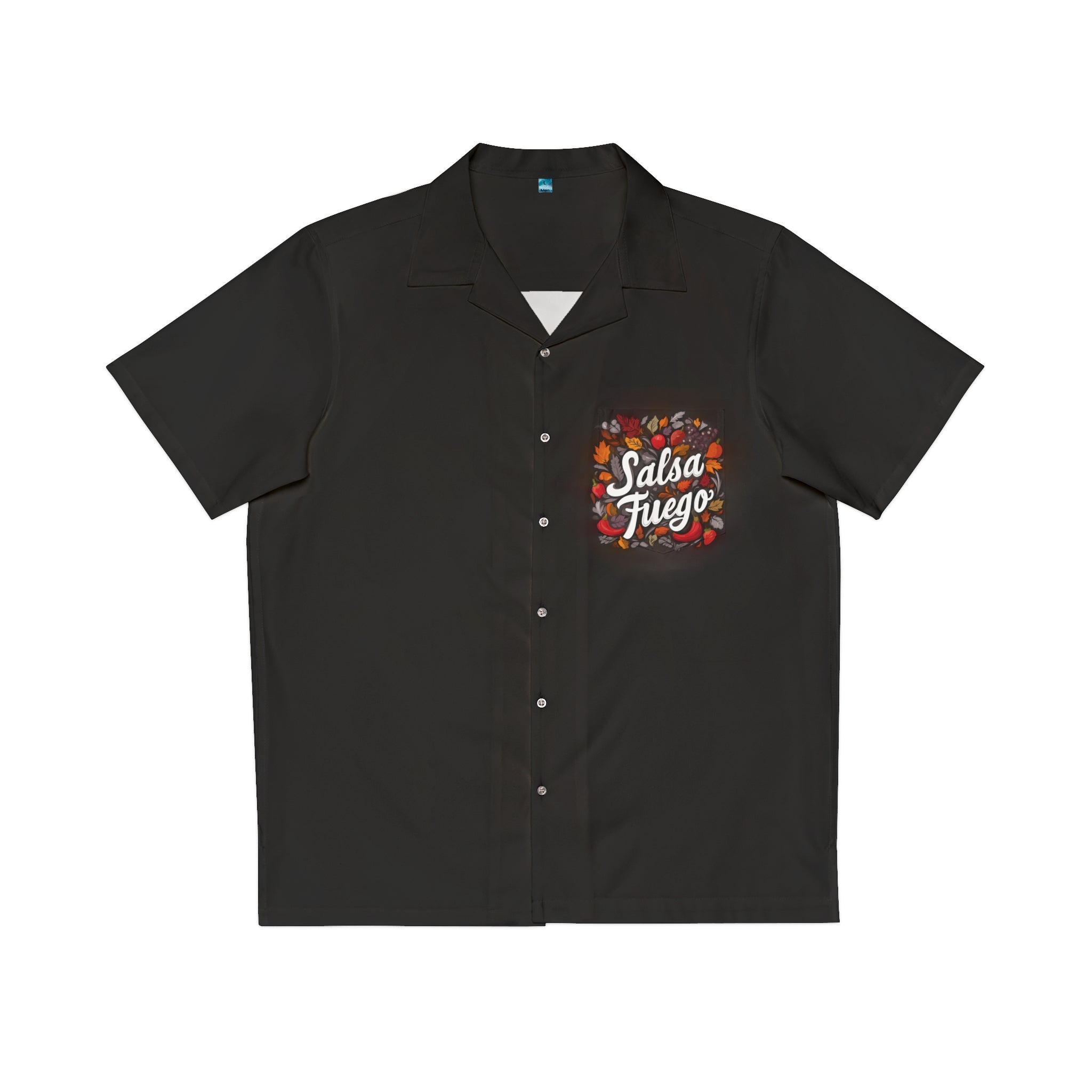 Hawaiian Shirt — 'Salsa Fuego' Black Salsa Dancing Shirt