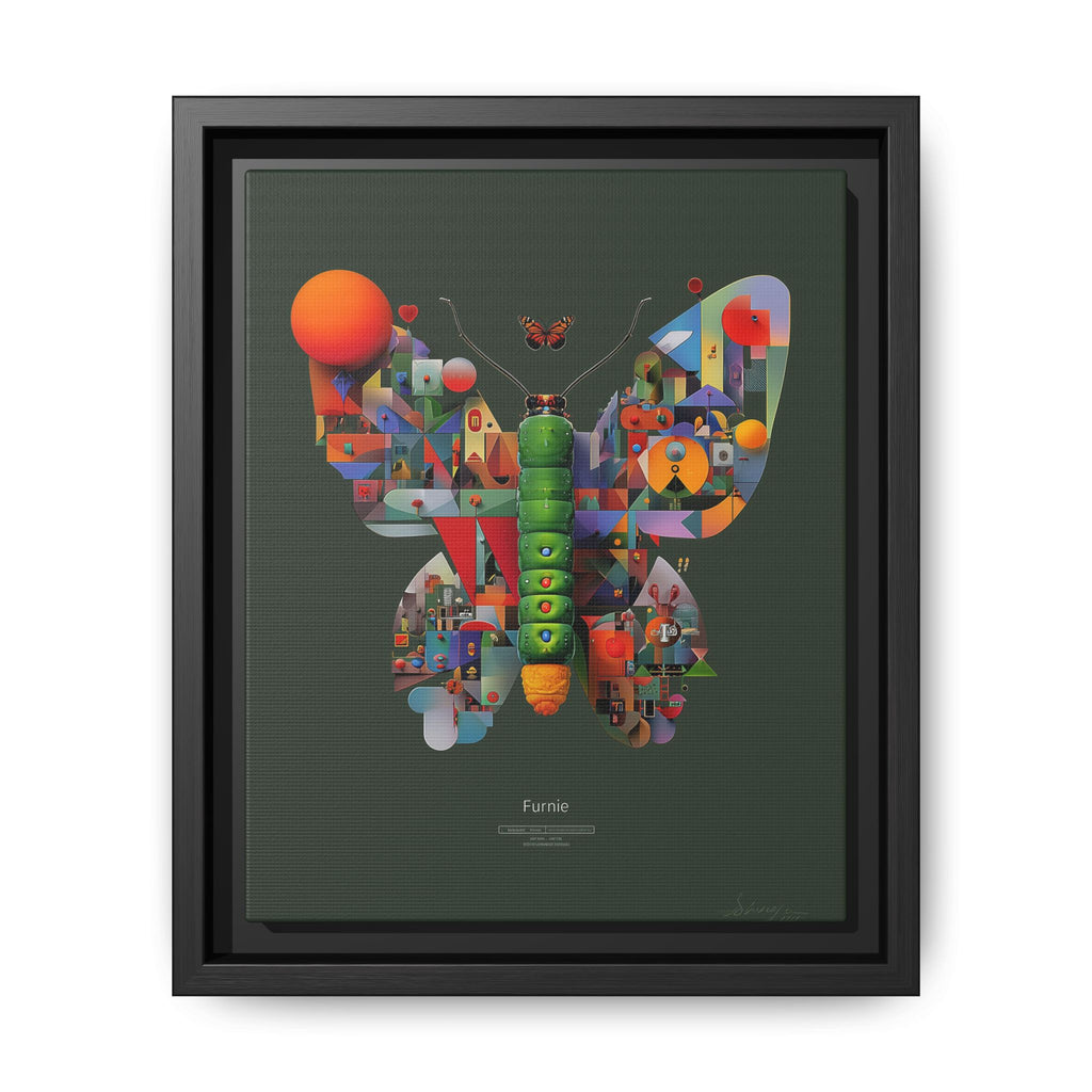 Geometric Metamorphosis Framed Print : Digital Cubist Butterfly, Urban Abstract Composition   |   Custom Orders Available