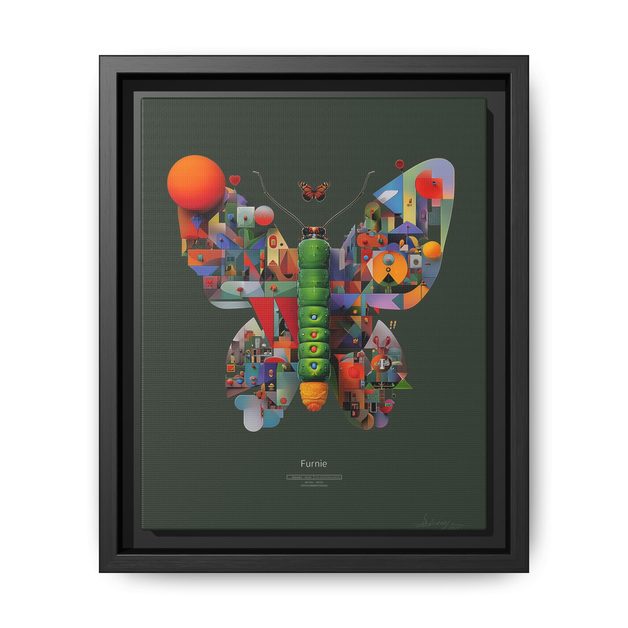 Geometric Metamorphosis Framed Print : Digital Cubist Butterfly, Urban Abstract Composition   |   Custom Orders Available