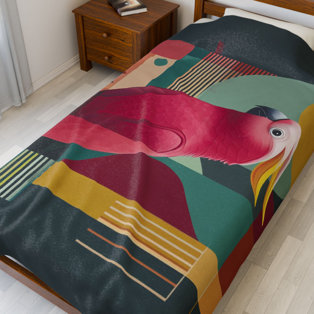 Cockatoo in Geometry Quilt Cover, Doona Cover, Duvet : Mid-Century Modern Bird Art, Tropical Graphic Design   |    Custom Orders Available