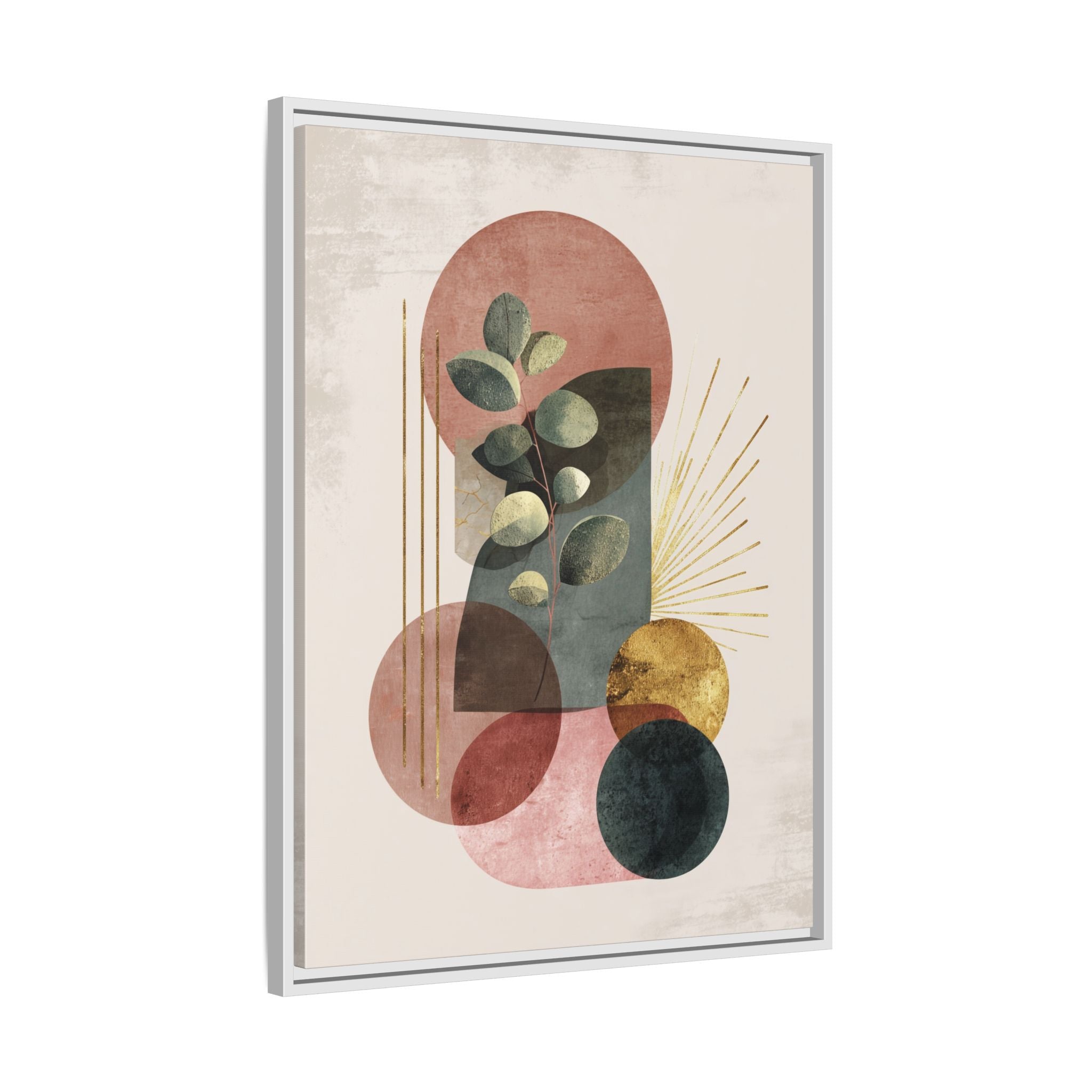 Botanical Geometric Symphony: Eucalyptus Harmony, Metallic Intersections, Modern Earth Tones   |   Custom Orders Accepted