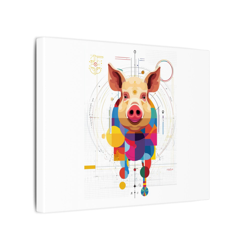 Geometric Pig Portrait: Cubist Animal Art, Technical Design Illustration   |    Custom Orders Available