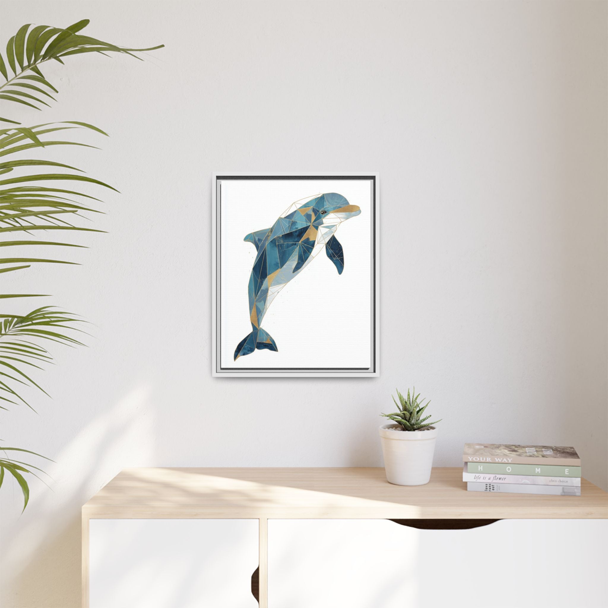 Oceanic Geometry: Dolphin in Blue Polygons, Modern Marine Art   |  Personalized & Custom Orders Available