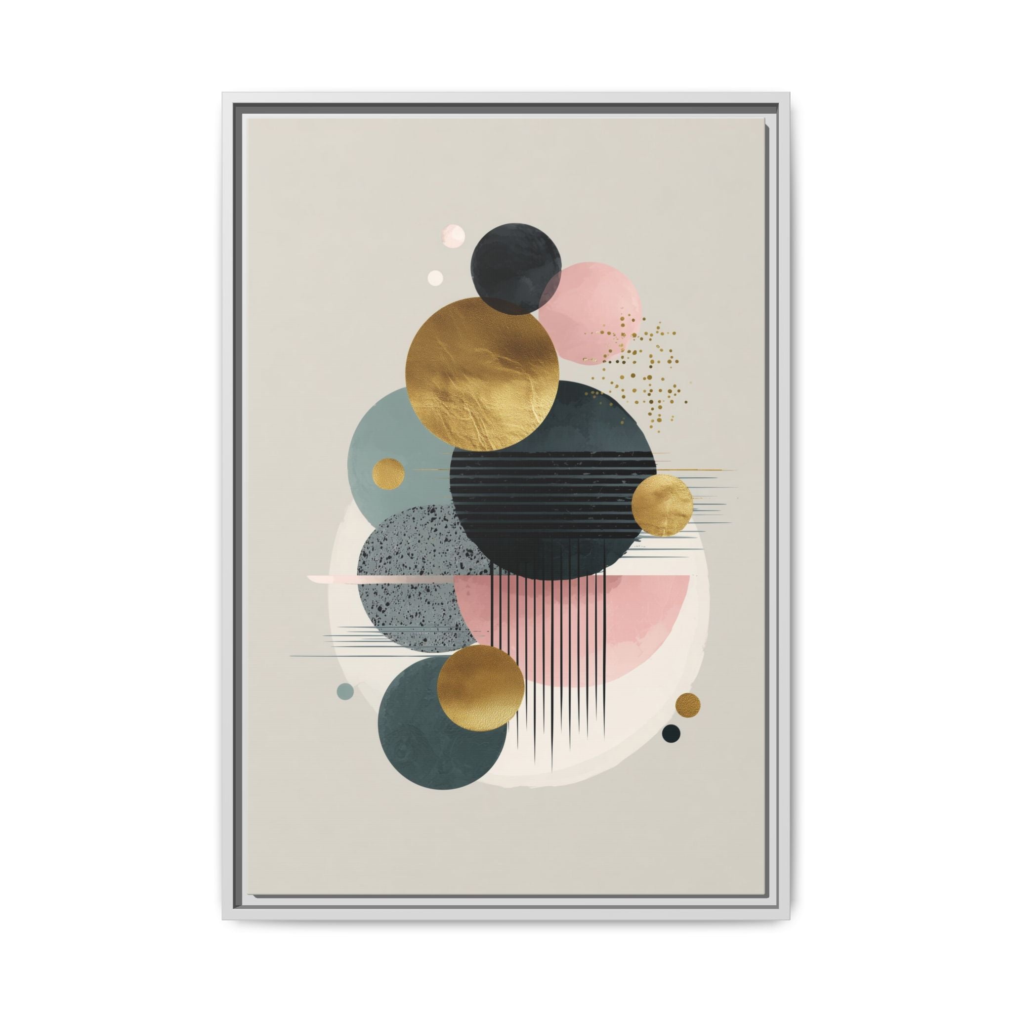 Geometric Harmony: Intersecting Circles, Mid-Century Modern Design, Abstract Metallic Composition   |   Custom Orders Accepted