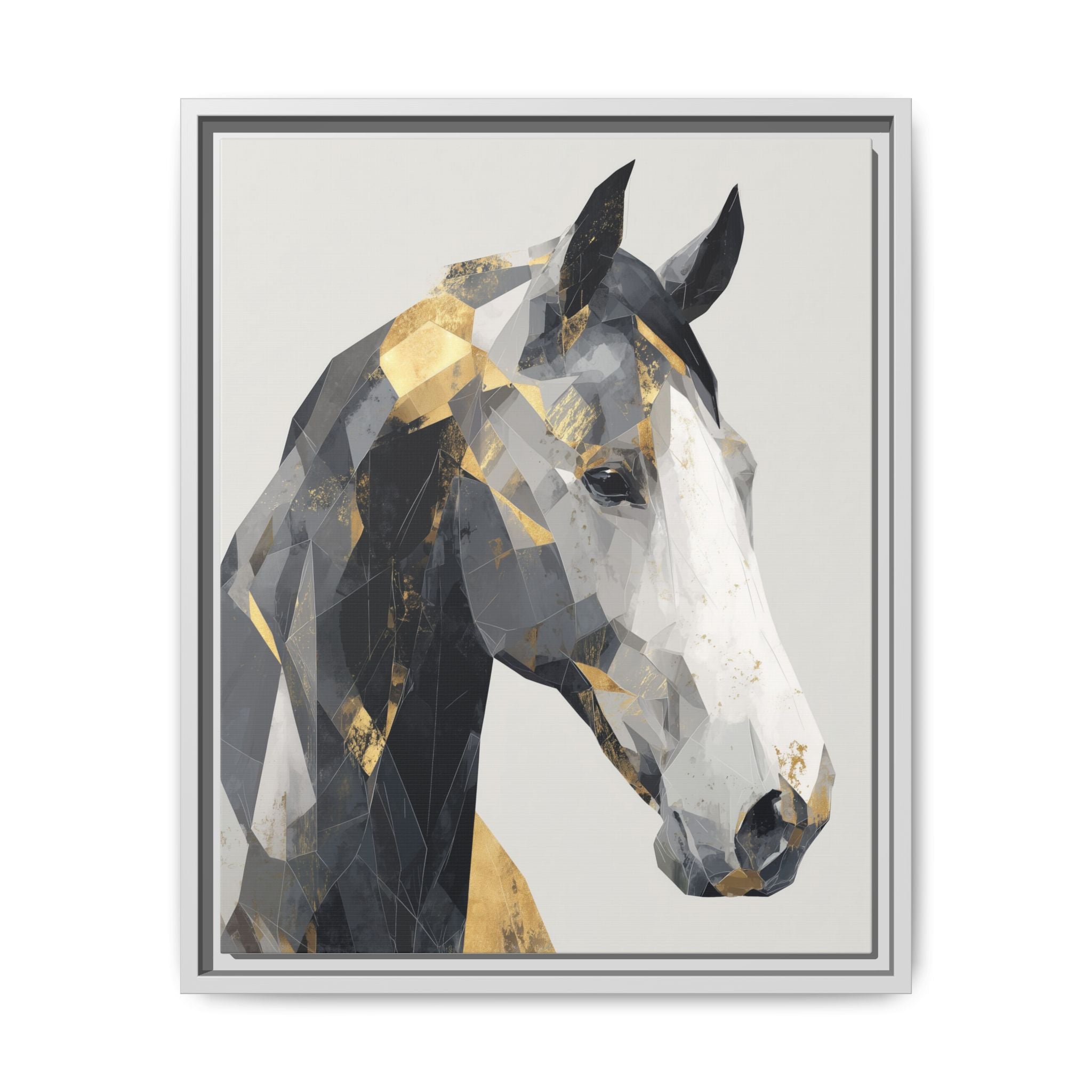 Geometric Stallion: Cubist Equine Art, Modern Metallic Polygonal Design   |  Personalized & Custom Orders Available