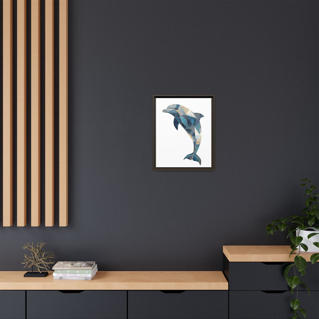 Geometric Dolphin Mosaic Framed Print , Contemporary Marine Art   |  Personalized & Custom Orders Available