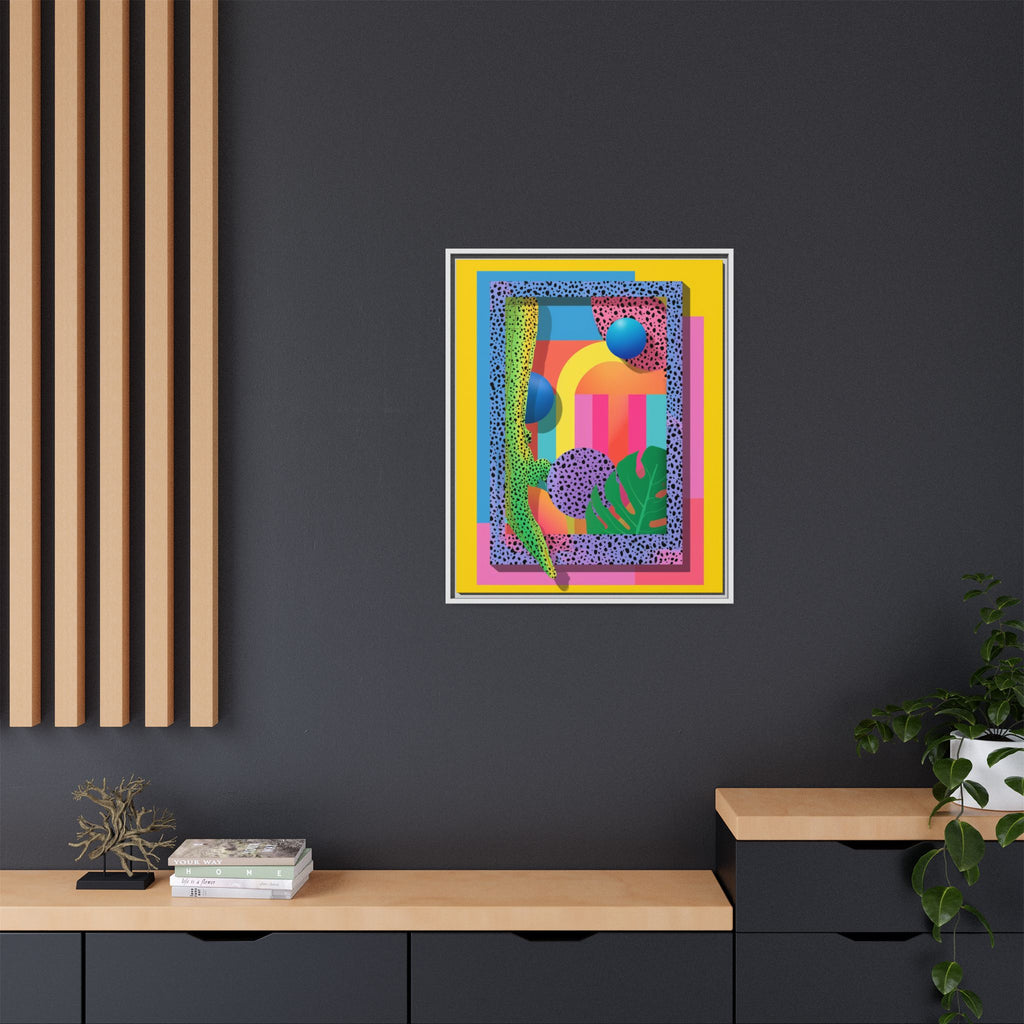 Geometric Rhythms: Abstract Layers of Color, Dimensional Shapes and Tropical Elements, Vibrant Modern Art Composition   |   Custom Orders