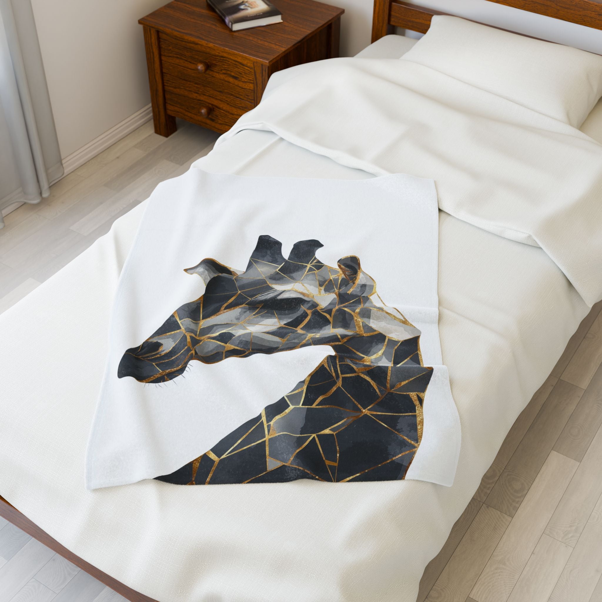 Fragmented Giraffe : Geometric Mosaic Decor, Modern Abstract Animal Art, Metallic Gold and Grayscale Design   |  Personalized & Custom