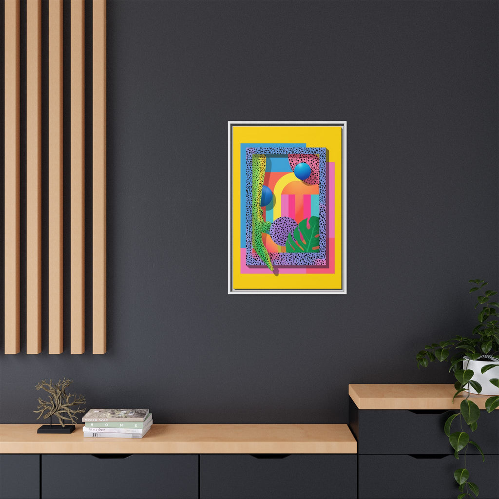Geometric Rhythms: Abstract Layers of Color, Dimensional Shapes and Tropical Elements, Vibrant Modern Art Composition   |   Custom Orders