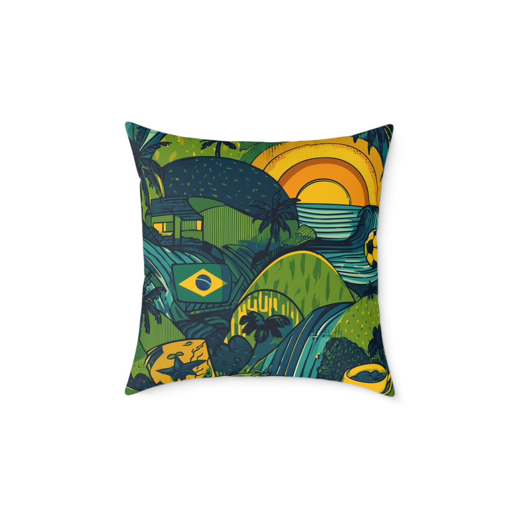 Vibrant Brazil-Themed Square Poly Canvas Pillow, Boho Decorative Cushion, Living Room Accent, Gift for Nature Lovers, Eco-Friendly [...]