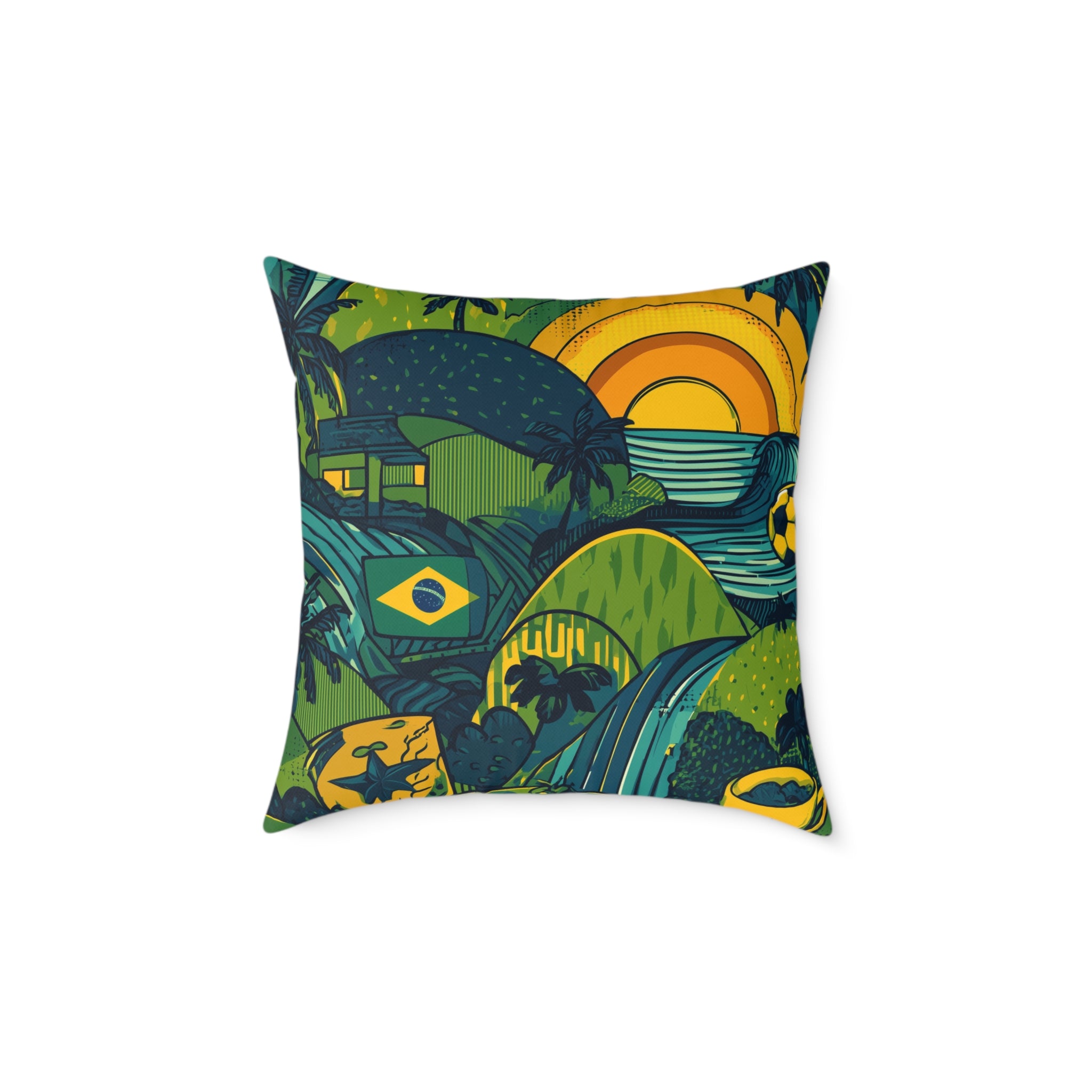 Vibrant Brazil-Themed Square Poly Canvas Pillow, Boho Decorative Cushion, Living Room Accent, Gift for Nature Lovers, Eco-Friendly [...]