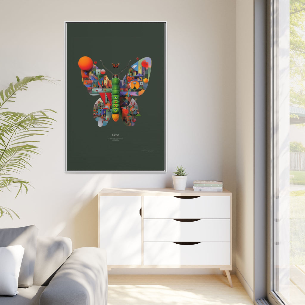 Geometric Metamorphosis Framed Print : Digital Cubist Butterfly, Urban Abstract Composition   |   Custom Orders Available