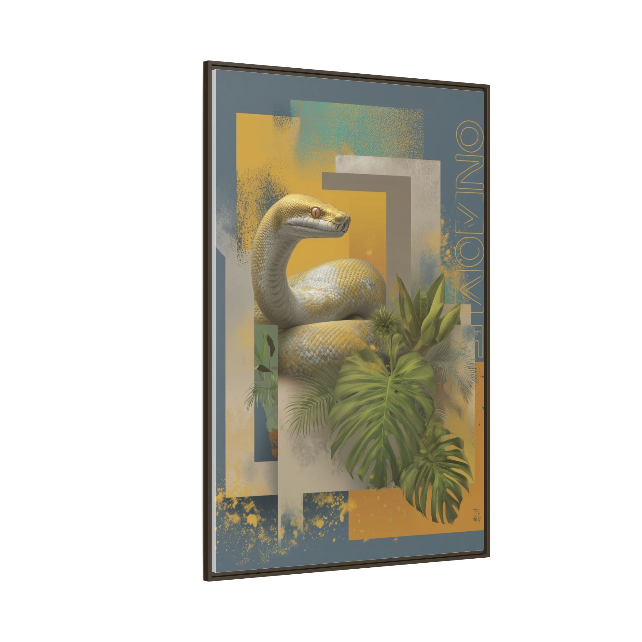 Serpent in Geometry: Tropical Albino Snake Portrait, Modern Botanical Illustration   |    Custom Orders Available