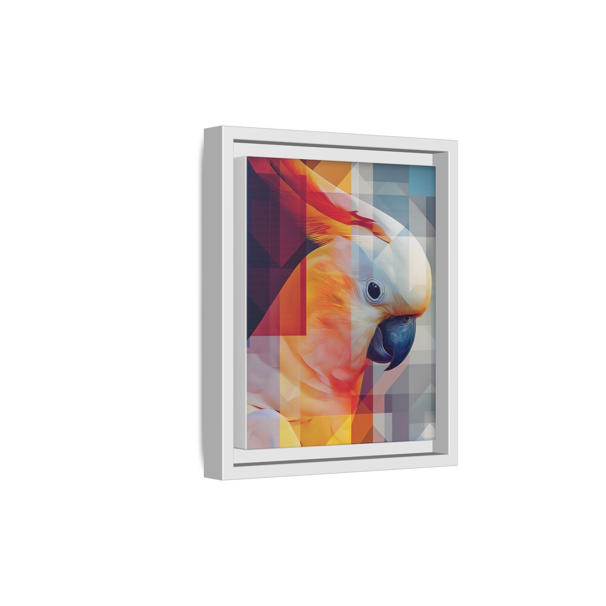 Prismatic Cockatoo Framed Print: Geometric Portrait, Digital Mosaic Artwork   |  Personalized & Custom Orders Available