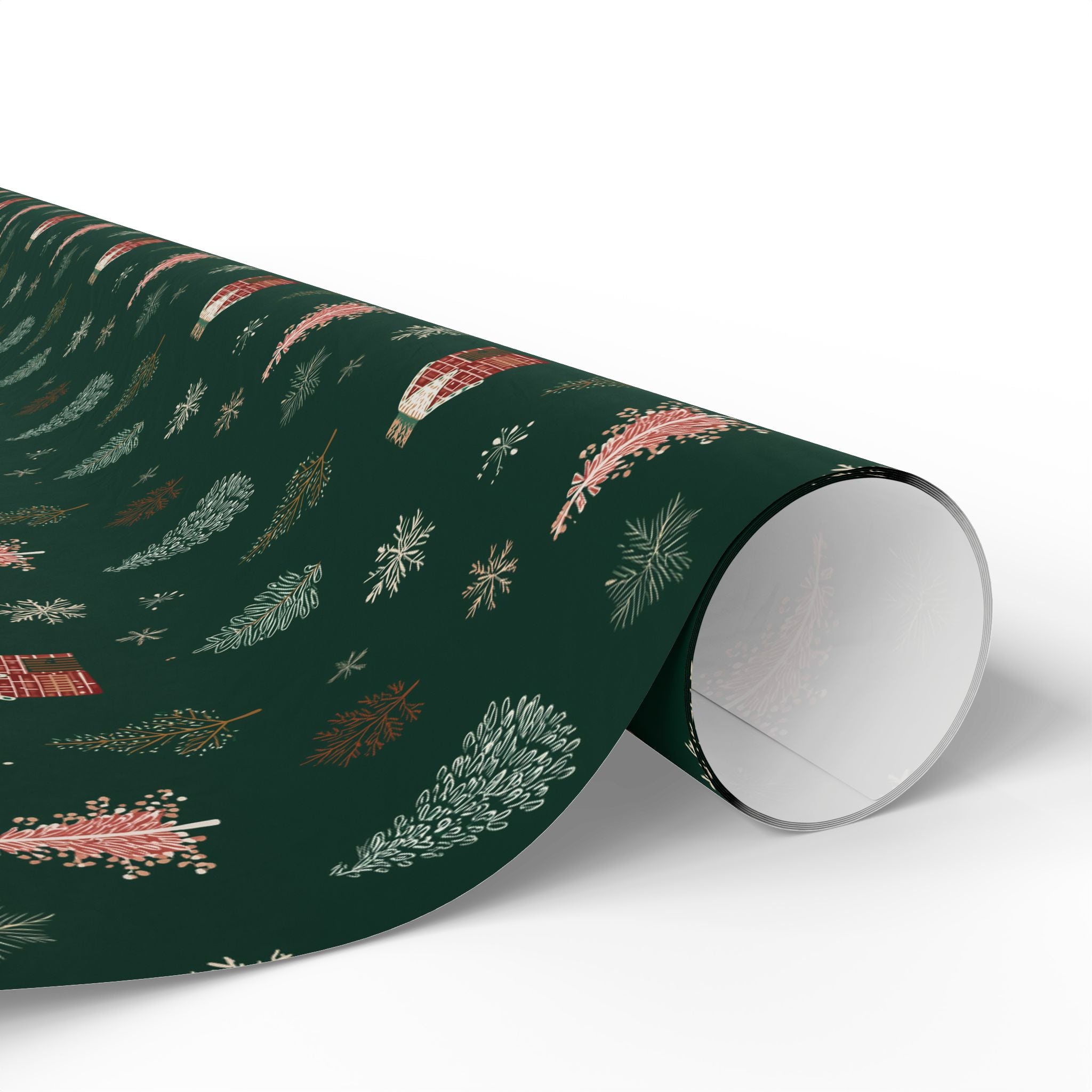 Christmas Tree Pattern Wrapping Paper — Dark Green Holiday Gift Wrap