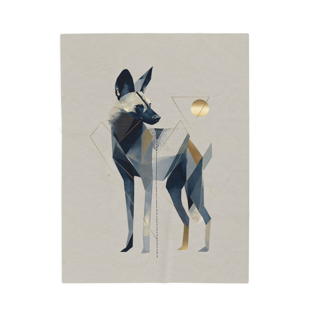 Velveteen Plush Blanket, Geometric Hyena Quilt Cover, Soft Cozy Throw, Animal Lover Gift, Bedding Decor, Home Accessory