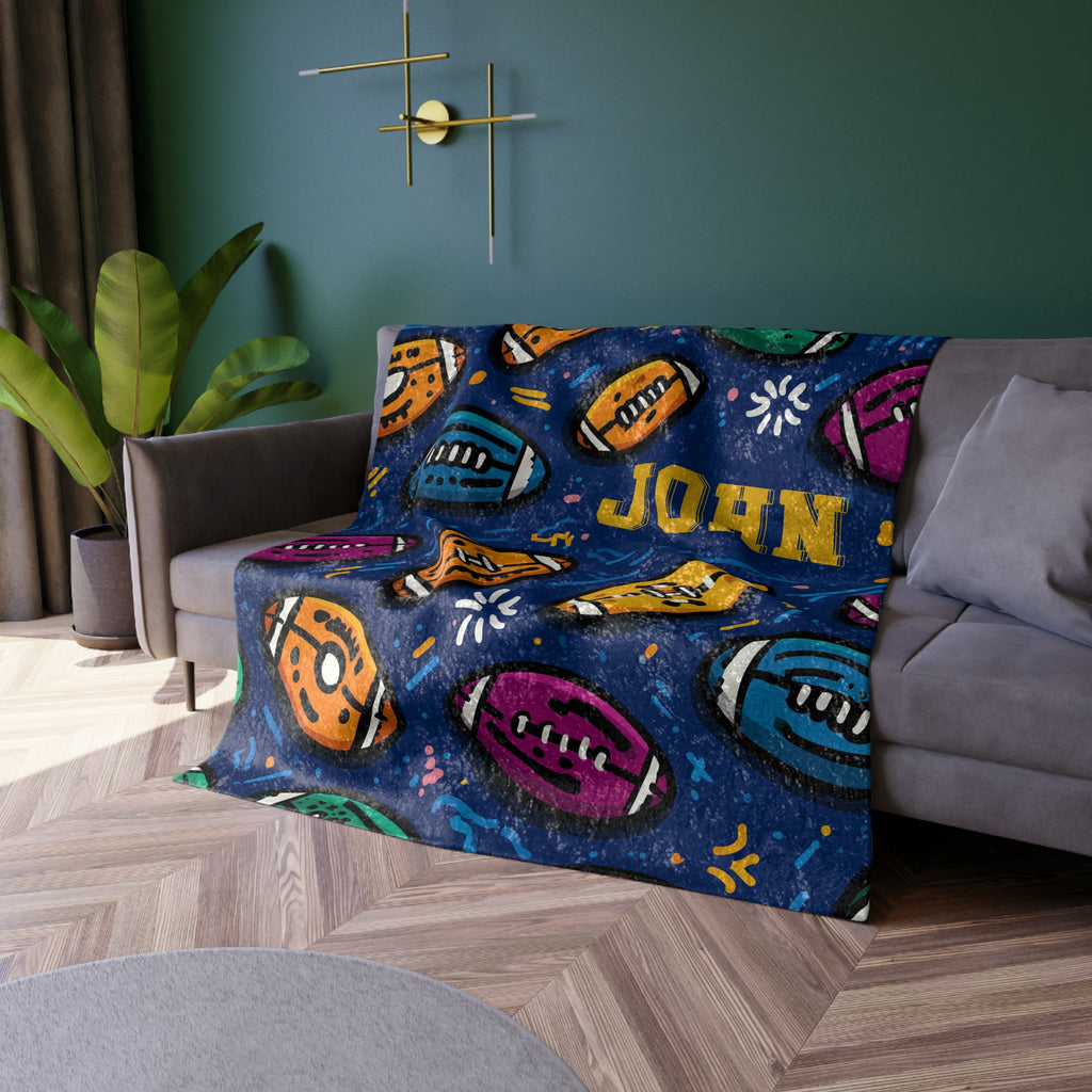 Personalized Football AFL Velvet Blanket, Cozy Throw for Sports Lovers, Custom Gift for Game Days, Birthday Present, Christmas Present