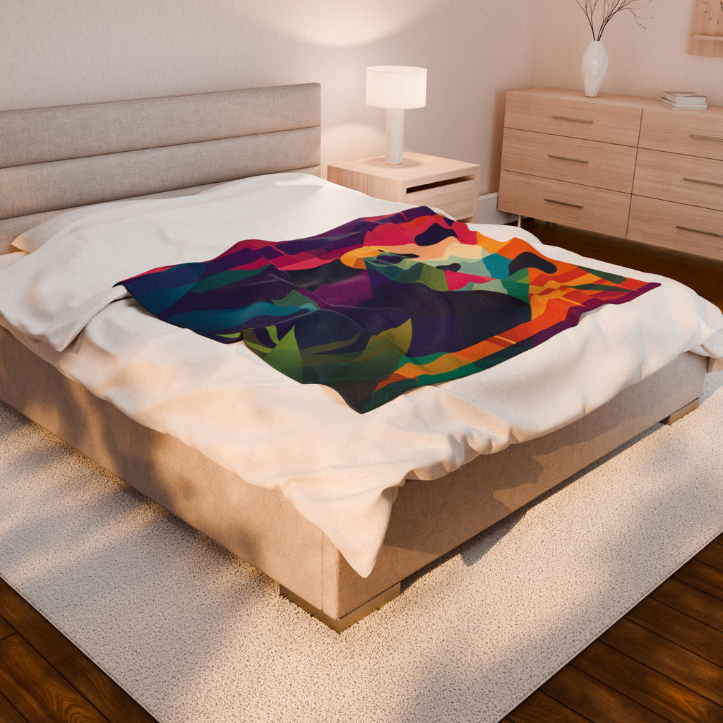 Chromatic Panda Blanket: Geometric Wildlife, Low-Poly Nature, Vibrant Color Palette   |  Personalized & Custom Orders Available