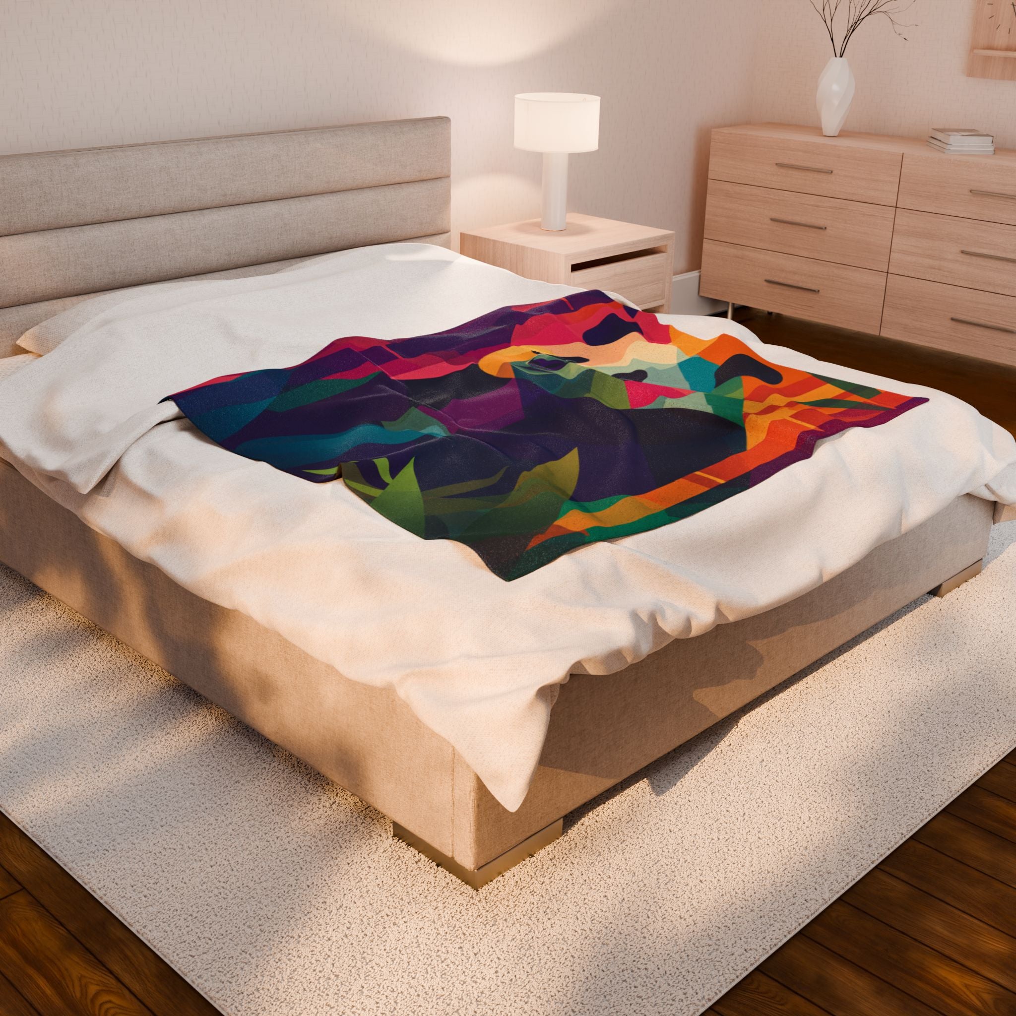 Chromatic Panda Blanket: Geometric Wildlife, Low-Poly Nature, Vibrant Color Palette   |  Personalized & Custom Orders Available