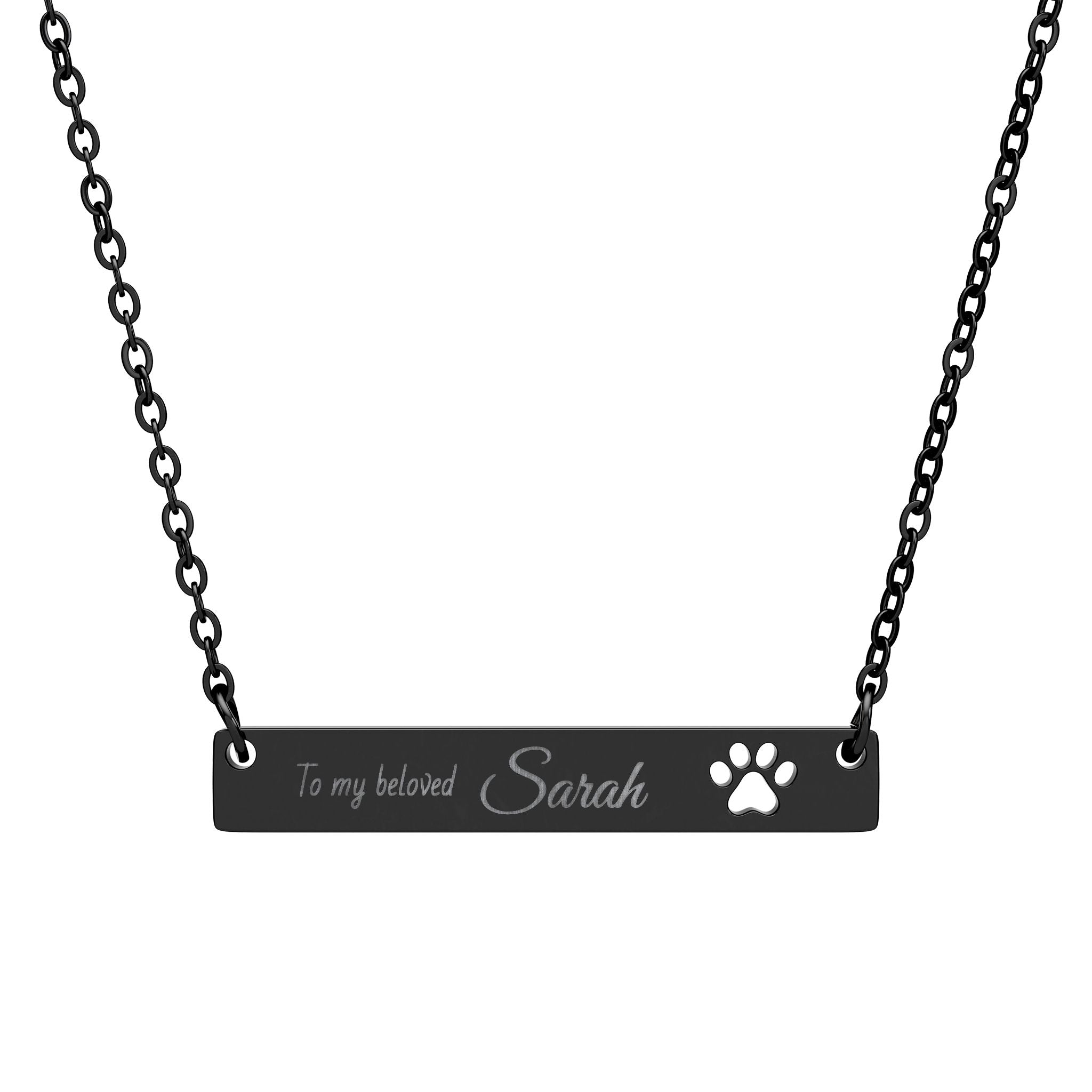 Personalized Cutout Paw Bar Necklace (Engraving)