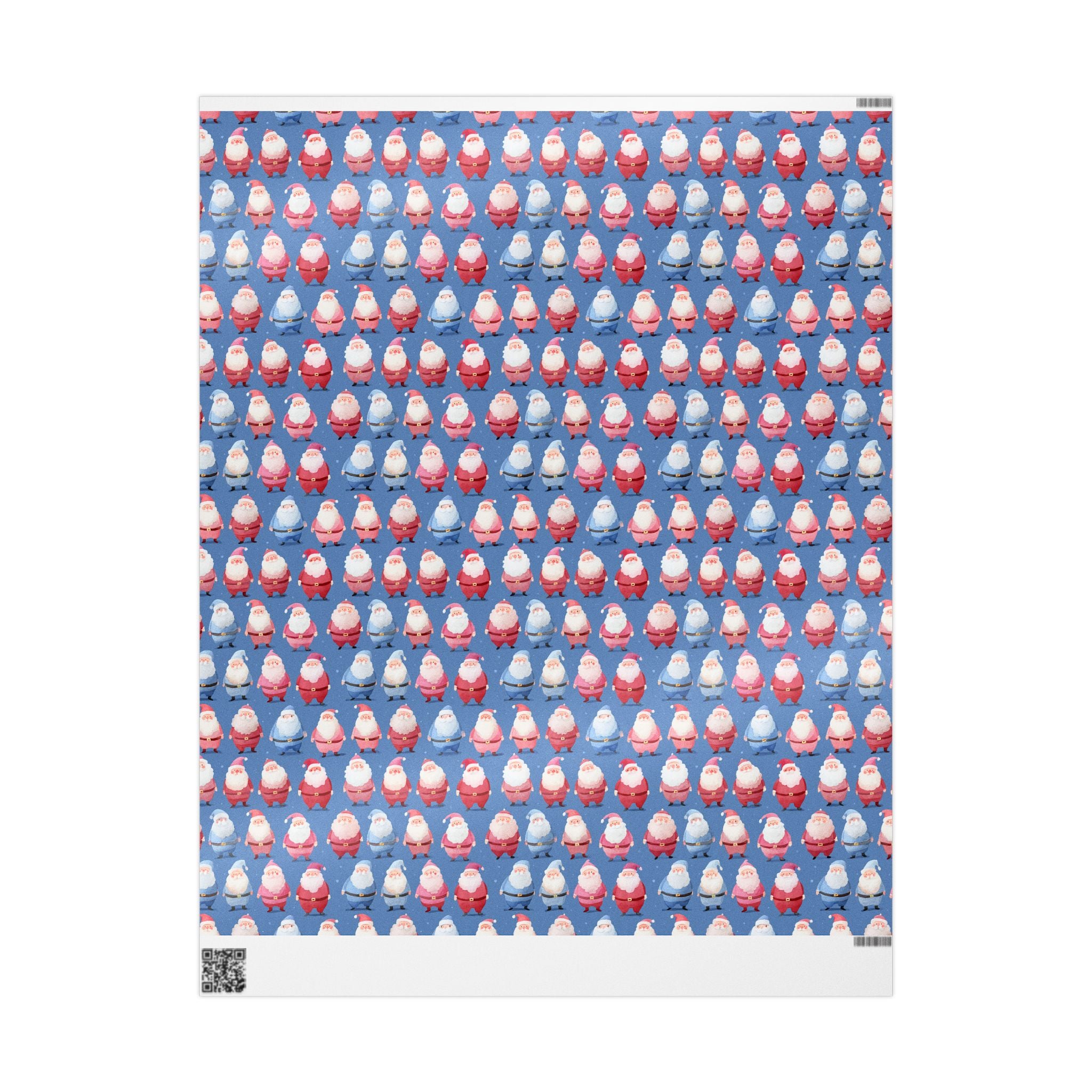 Santa Pattern Wrapping Paper Roll — Festive Blue Christmas Gift Wrap