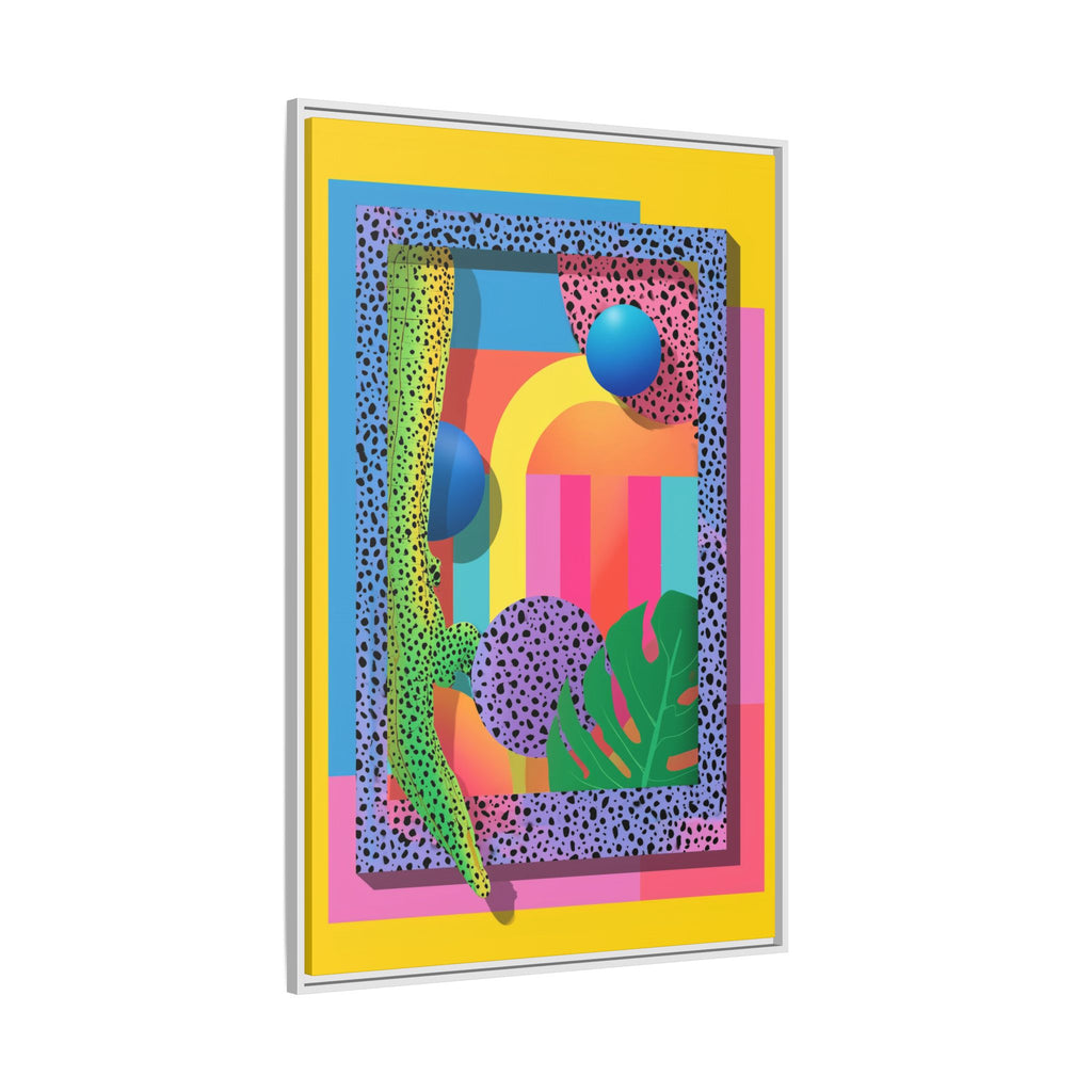 Geometric Rhythms: Abstract Layers of Color, Dimensional Shapes and Tropical Elements, Vibrant Modern Art Composition   |   Custom Orders