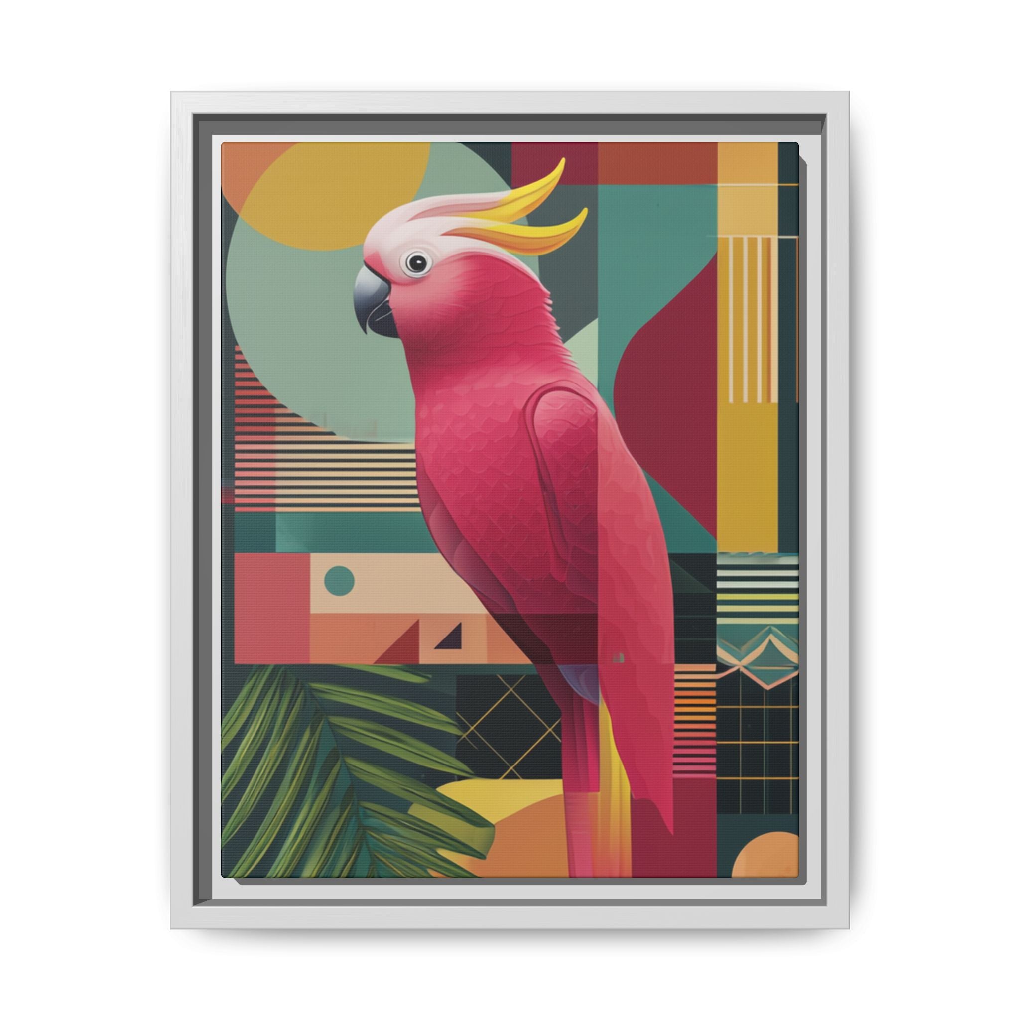 Geometric Cockatoo Framed Print: Mid-Century Modern Bird Art, Contemporary Graphic Print   |  Personalized & Custom Orders Available