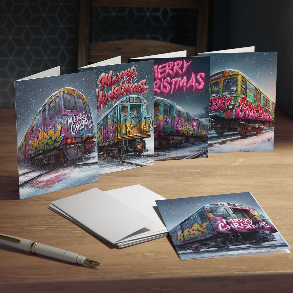 Christmas Graffiti Train Greeting Cards (5-Pack)