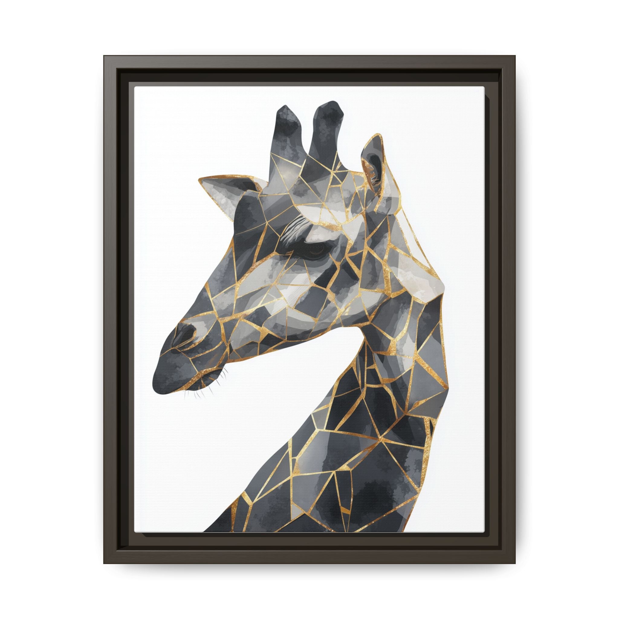 Geometric Giraffe Framed Print : Modern Mosaic Wildlife Art, Contemporary Golden Fragments   |  Personalized & Custom Orders Available