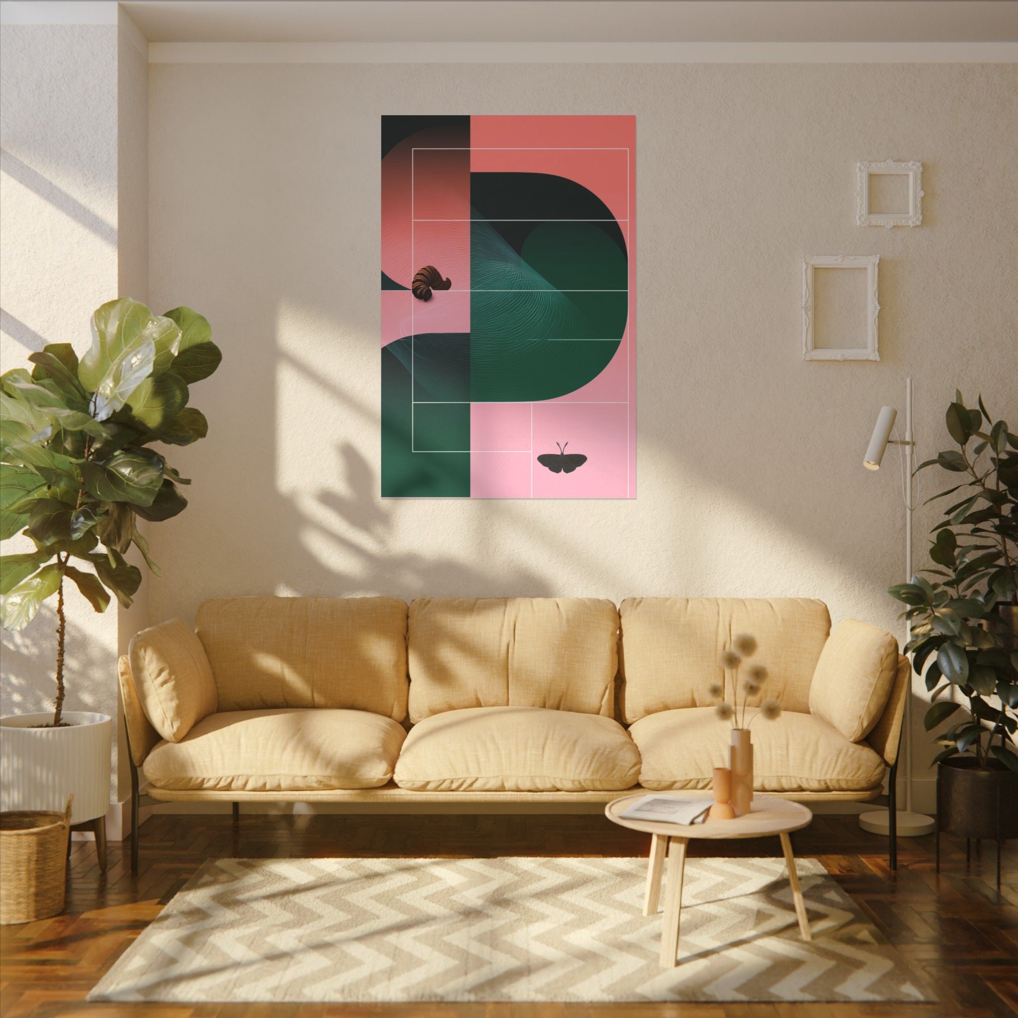 Geometric Harmony: Abstract Curves and Color Blocks, Modernist Compositional Design   |    Custom Orders Available