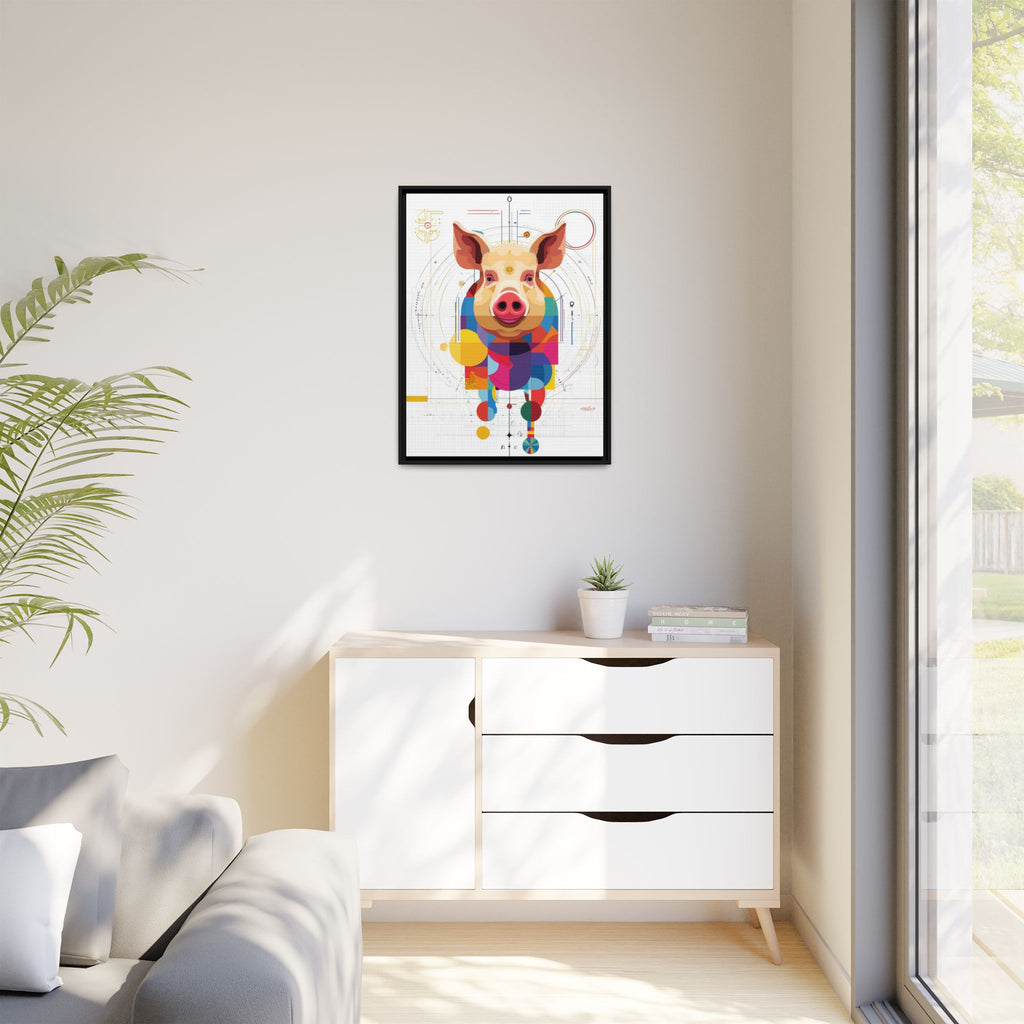 Geometric Pig: Digital Cubist Portrait, Mathematical Animal Abstraction   |    Custom Orders Available