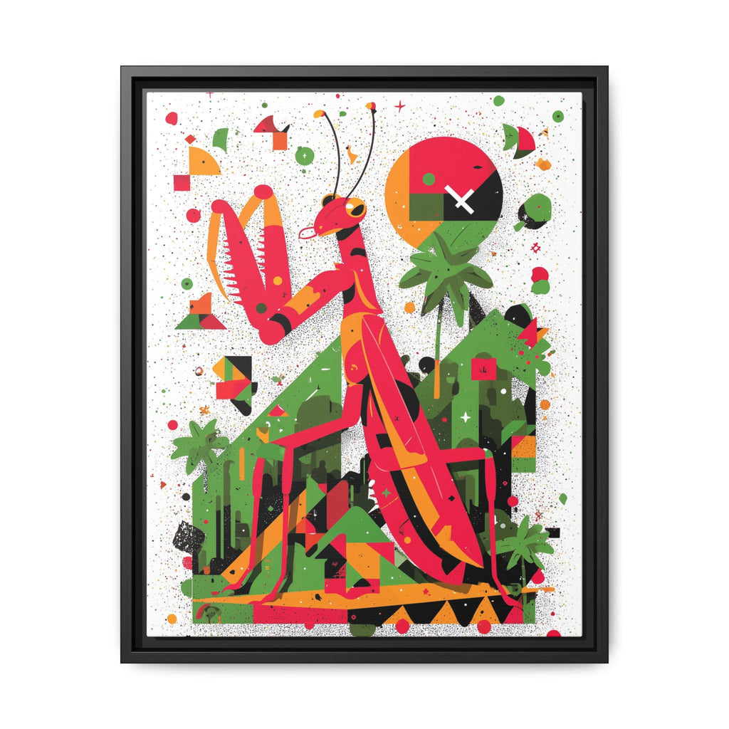 Praying Mantis in Bloom: Geometric Insect Portrait, Abstract Digital Illustration   |    Custom Orders Available